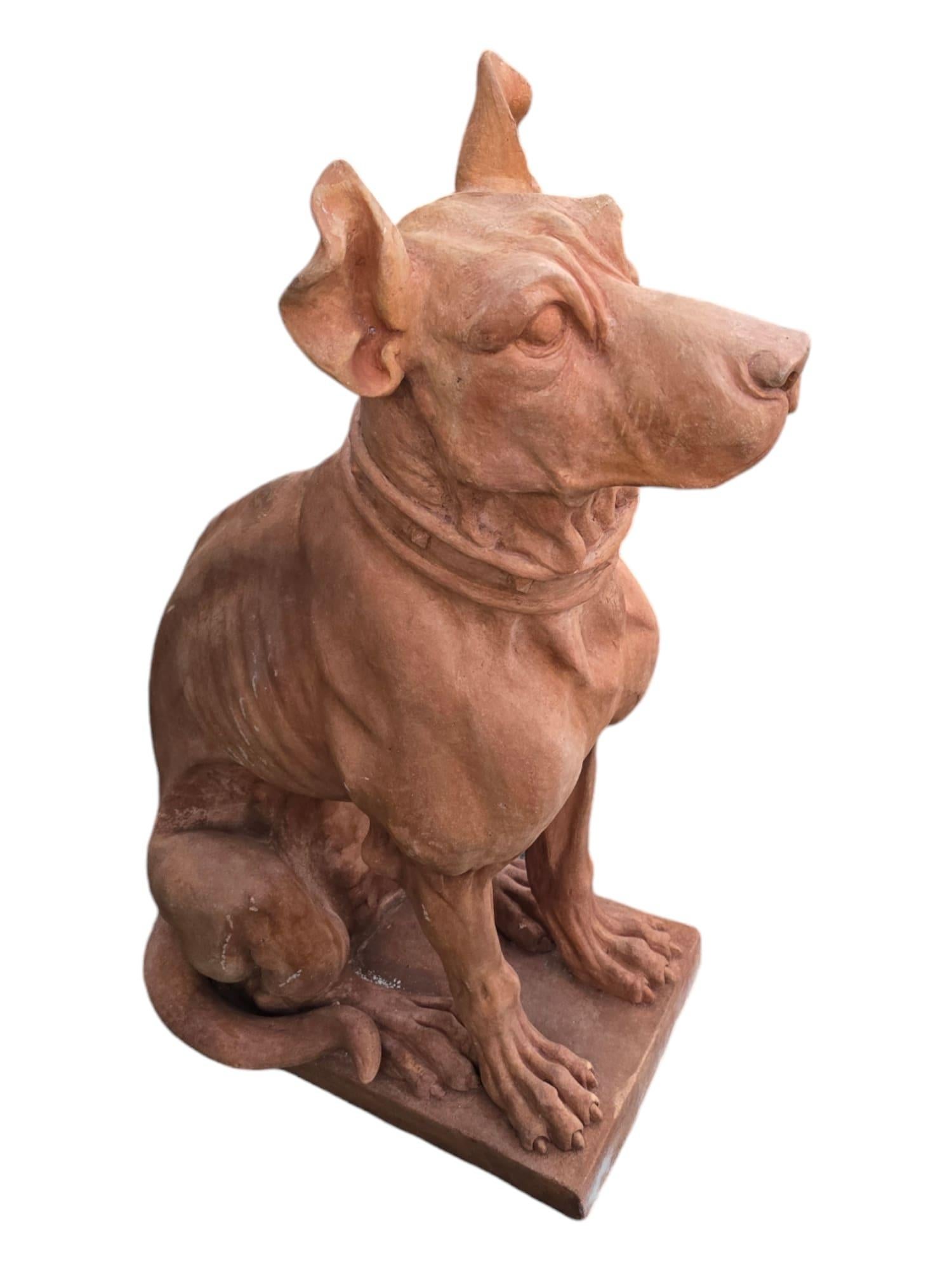 Dog Statues, Early 20th Century, Terracotta, Set of 2 For Sale 2
