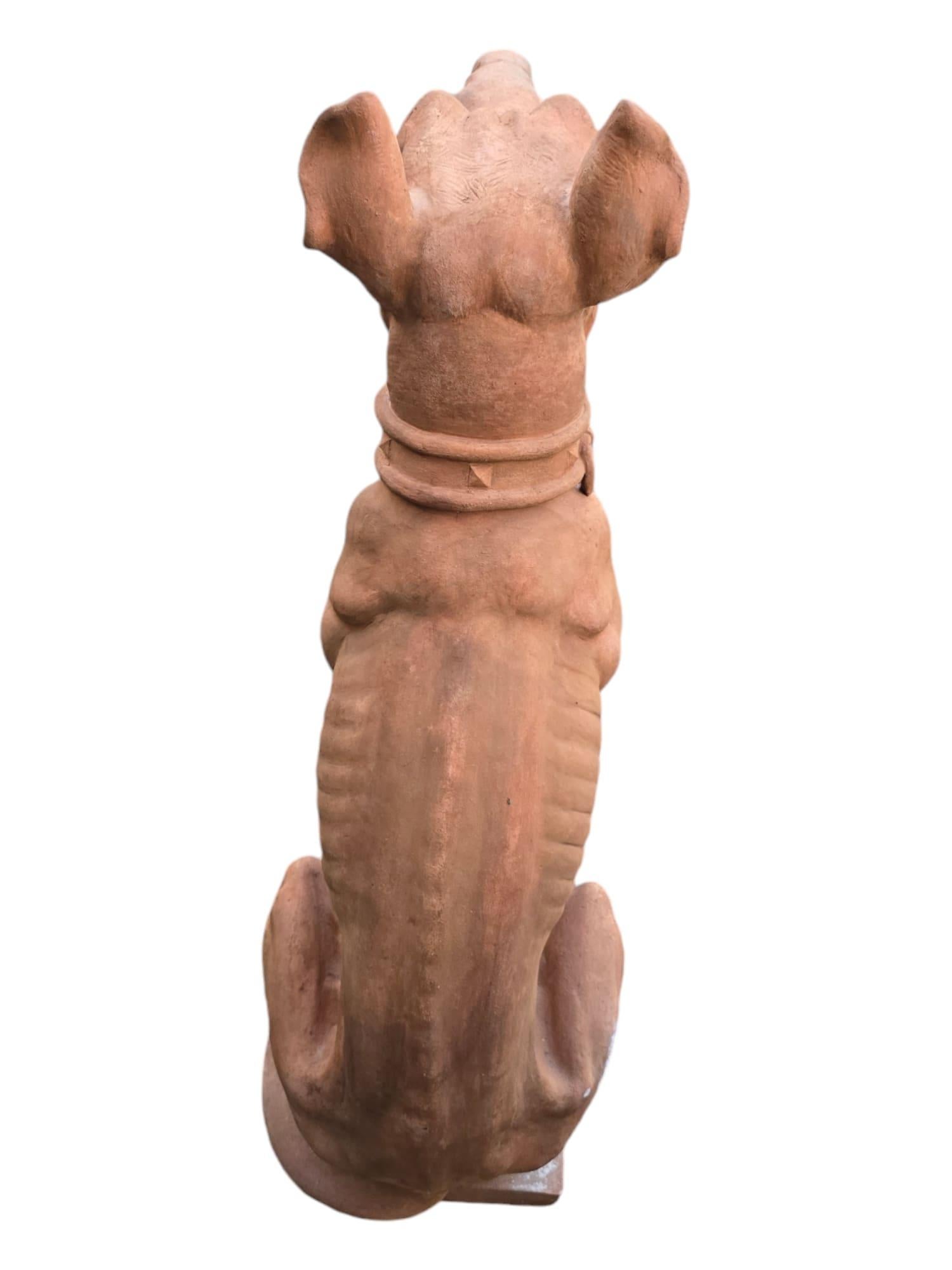 Dog Statues, Early 20th Century, Terracotta, Set of 2 For Sale 3