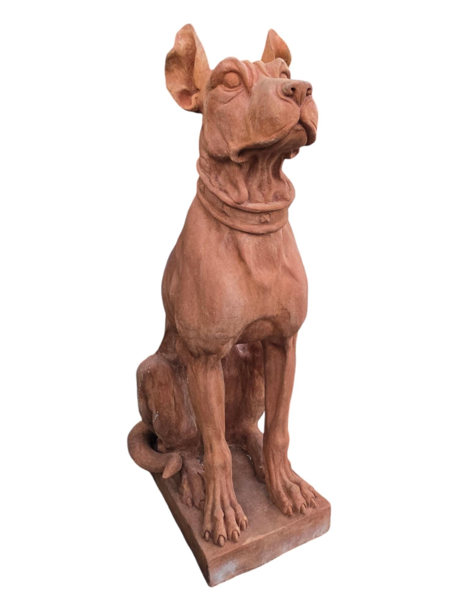 Dog Statues, Early 20th Century, Terracotta, Set of 2 For Sale 5