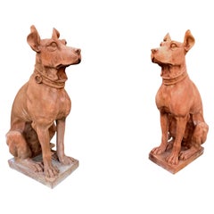 Dog Statues, Early 20th Century, Terracotta, Set of 2