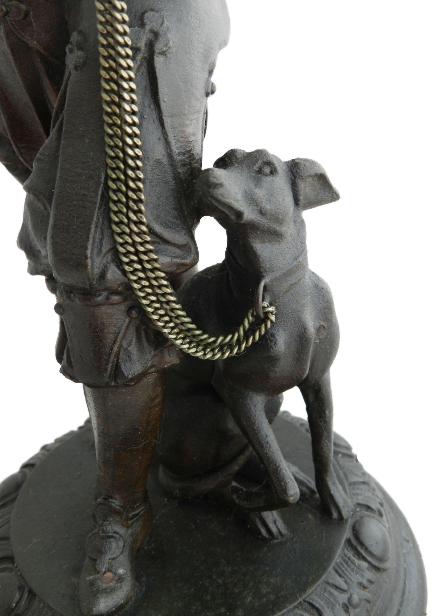 Dog Table Lamp Levrier with Owner Late 19th Century Spelter French FREE SHIP 1