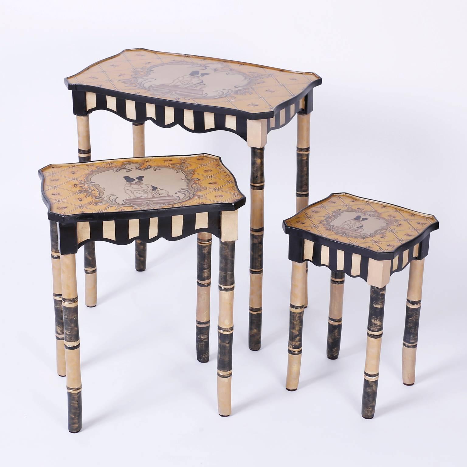 20th Century Dog Themed Nesting Tables For Sale