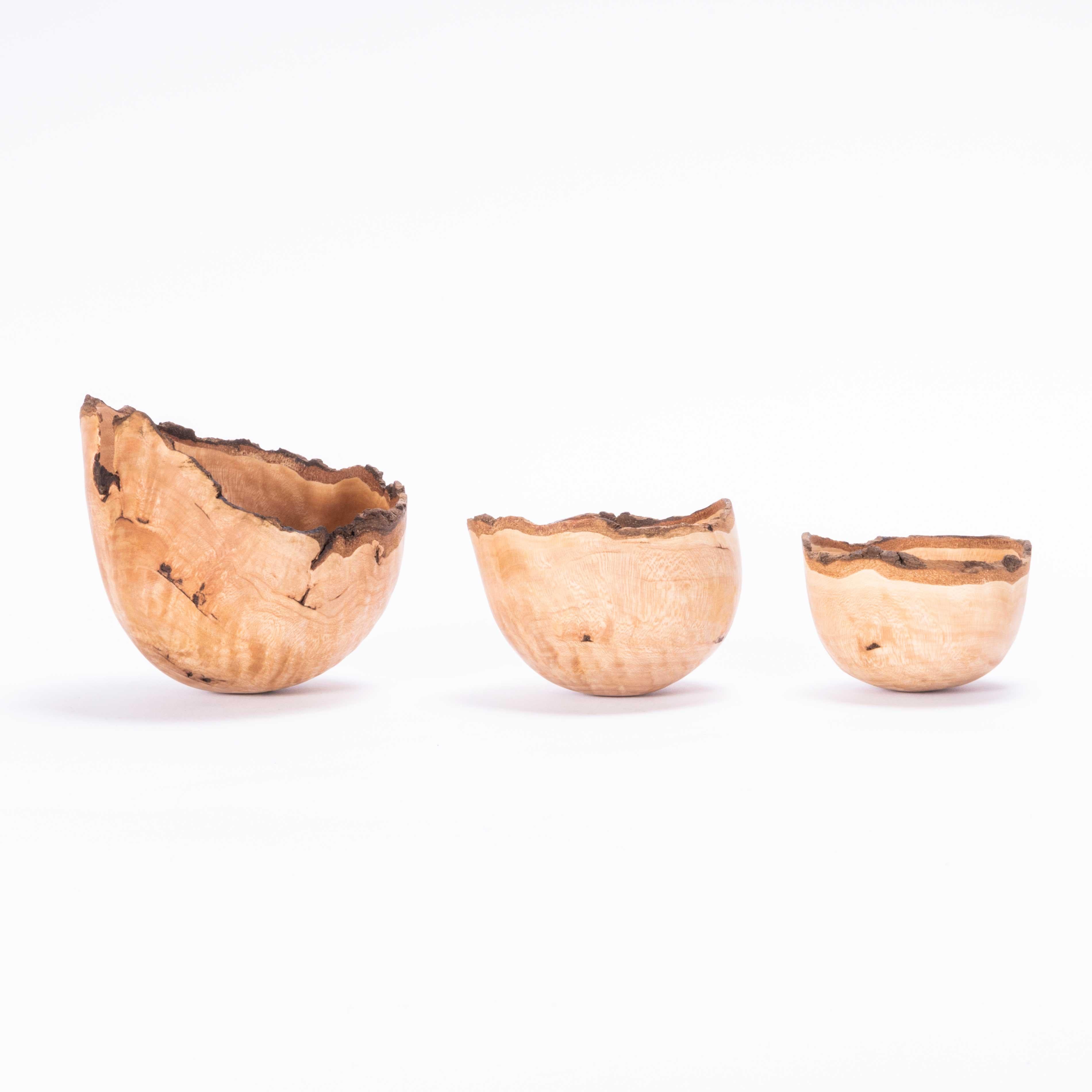 Contemporary Dog Wood Hand Turned Bowl - Tyler & Tara - Set Of Three For Sale