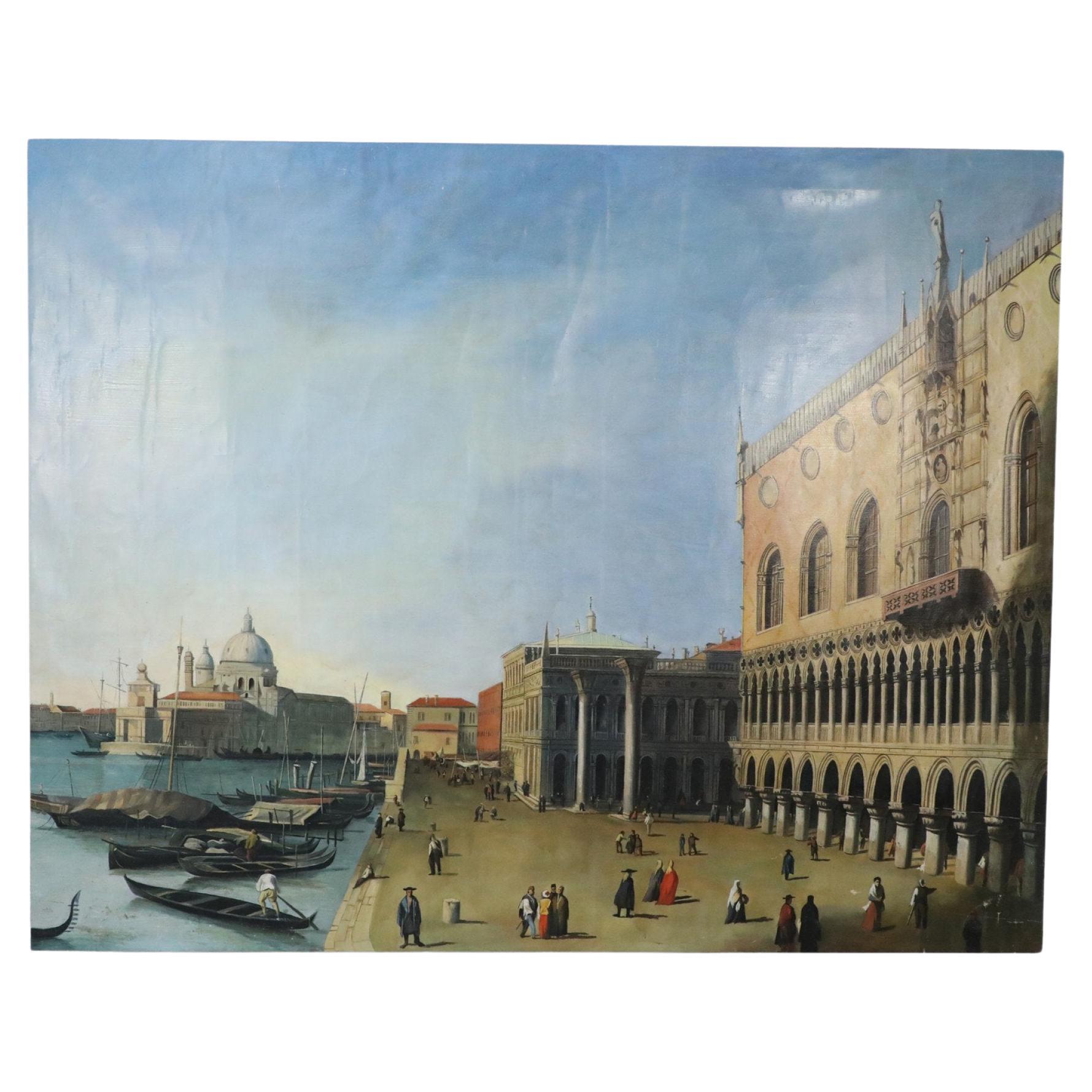 Doge's Palace Venetian Oil Painting on Canvas For Sale