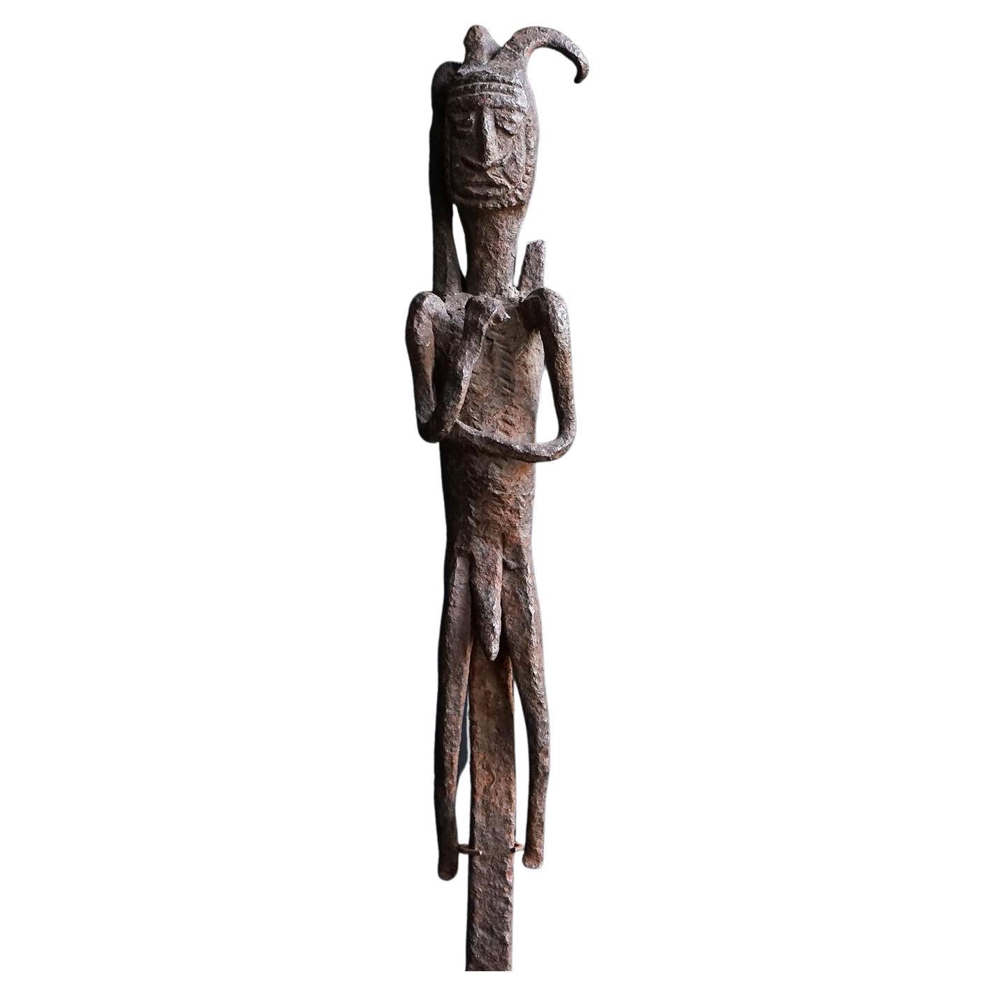 Bâton figuratif Dogon en fer, Art Tribal Africain ancien, Mali, 19ème siècle