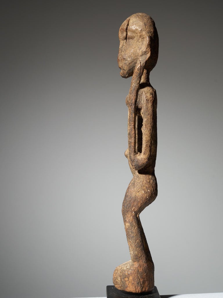 Dogon Wooden Figure with Crusted Patina, Tribal Art For Sale at 1stDibs