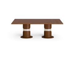 Dining Table, Walnut Top,  Walnut and Lacquered Wood Base