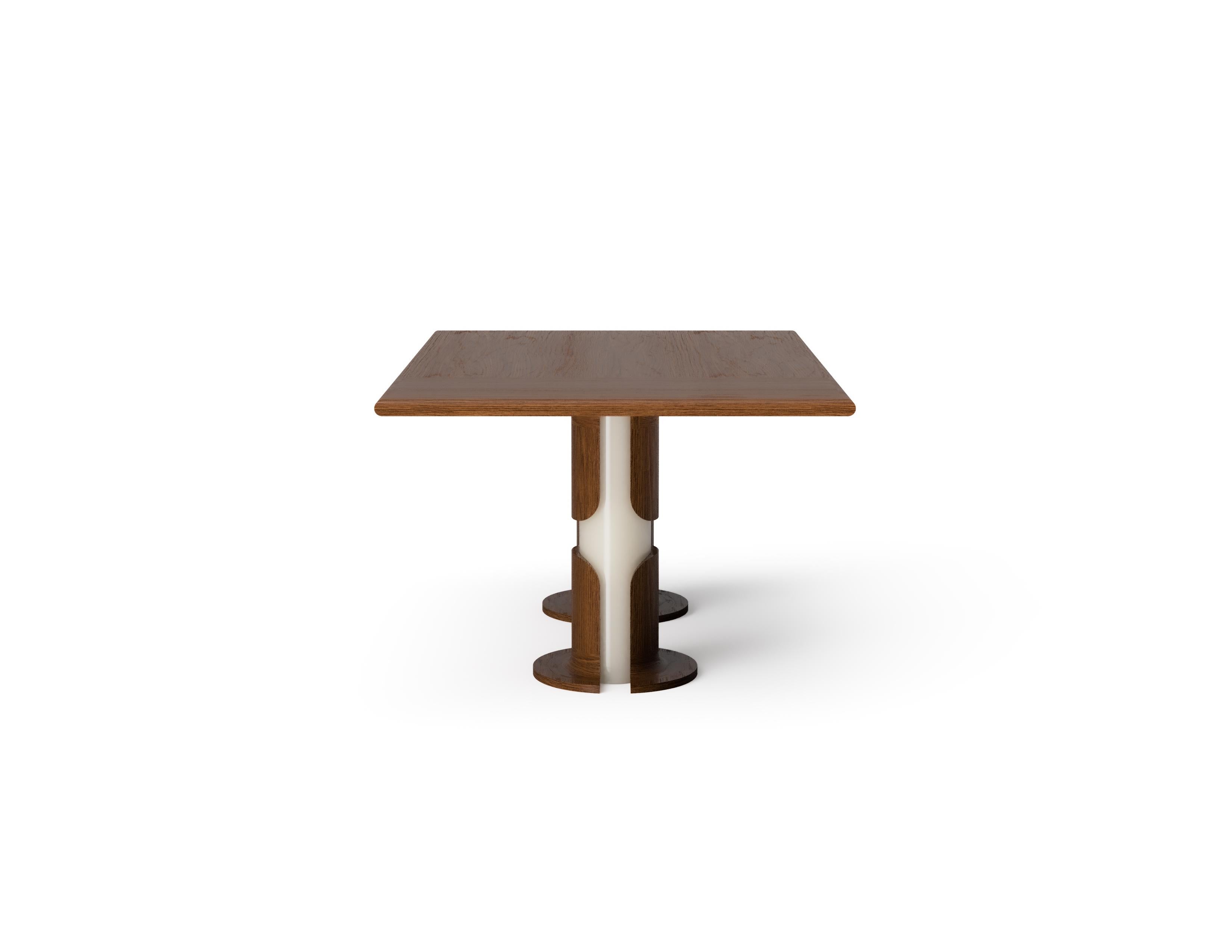 European Dining Table, Walnut Top,  Walnut and Lacquered Wood Base For Sale