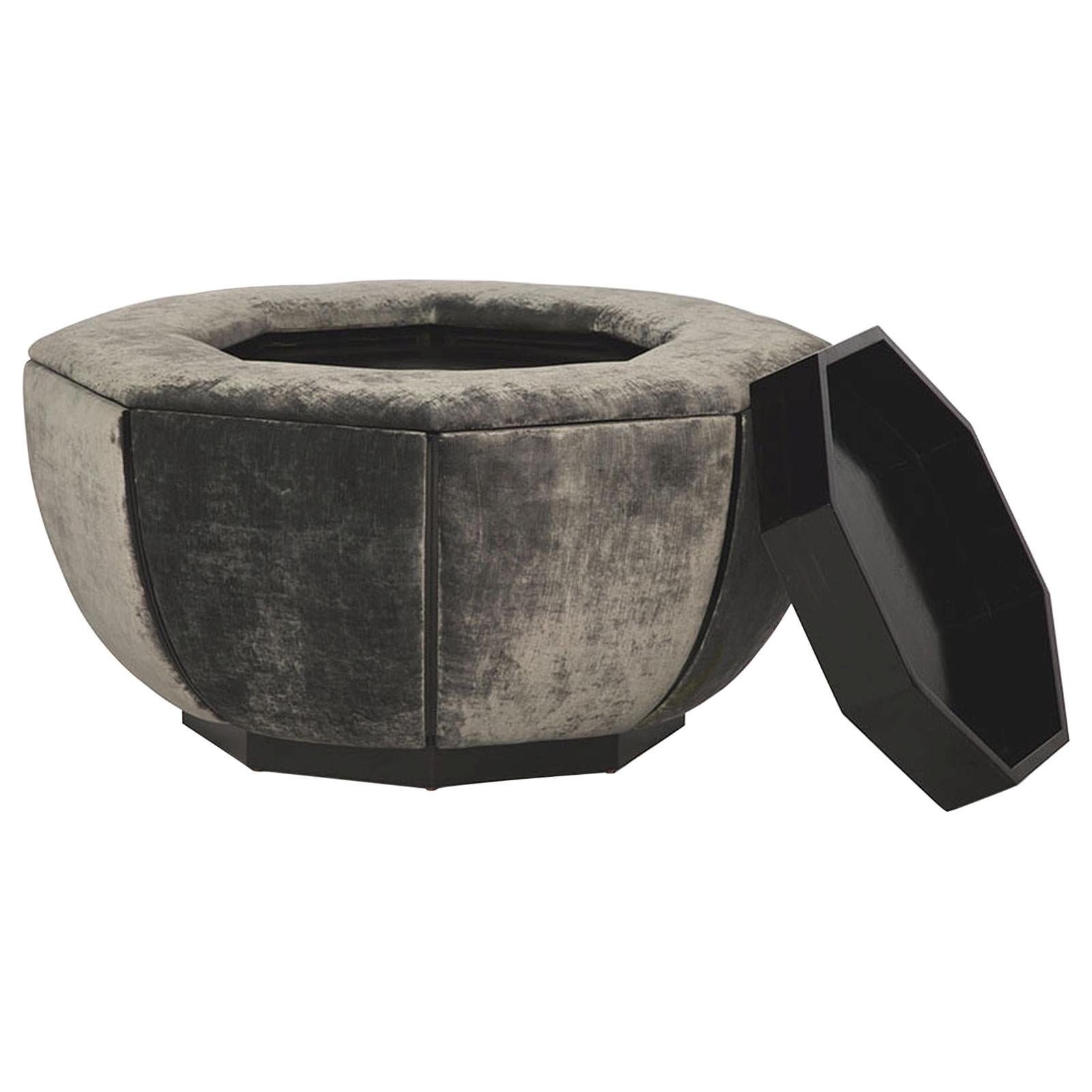 Doheny Coffee Table in Gray with Lacquered Stone Gray Finish For Sale