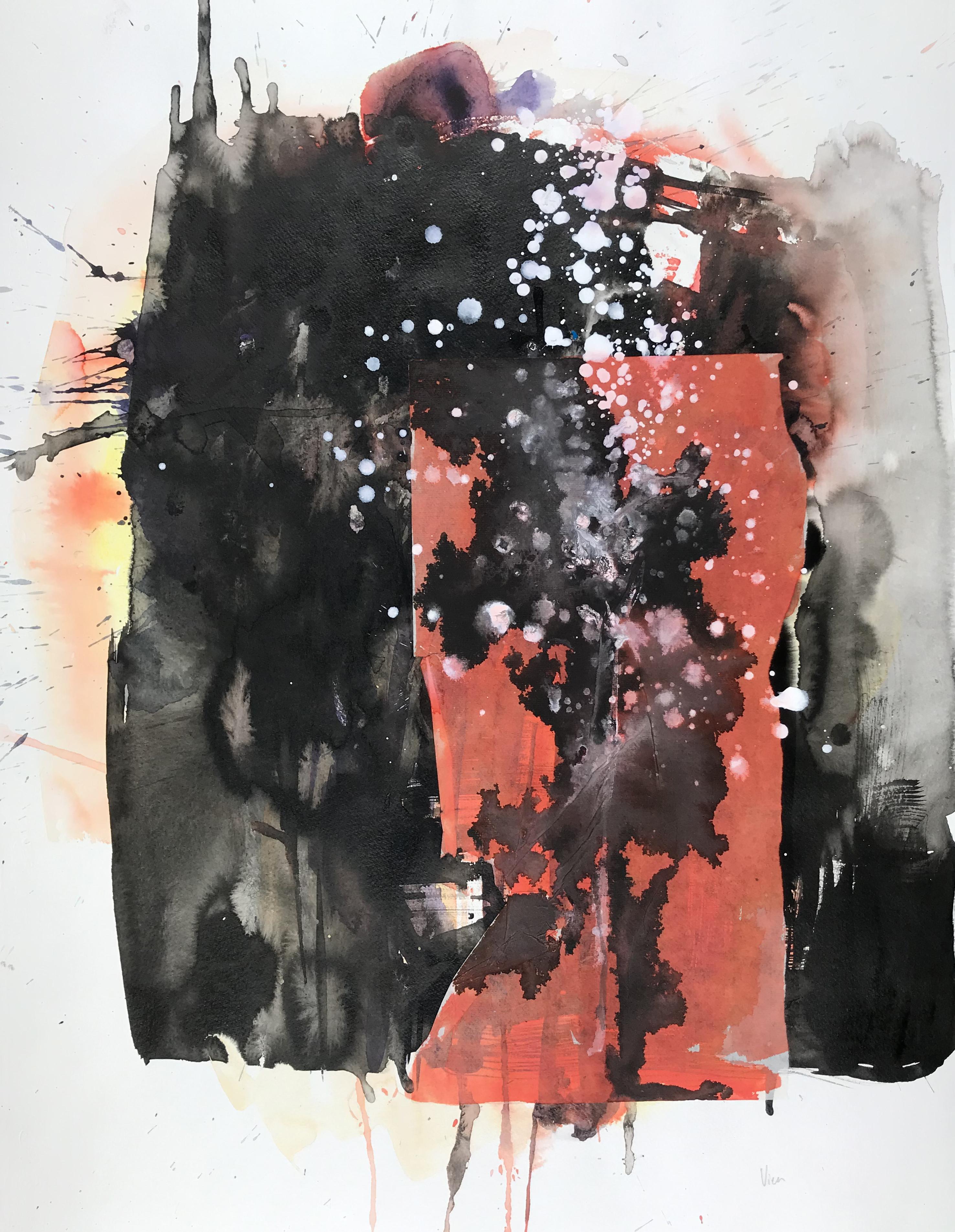 Acquerello, inchiostro e collage su carta