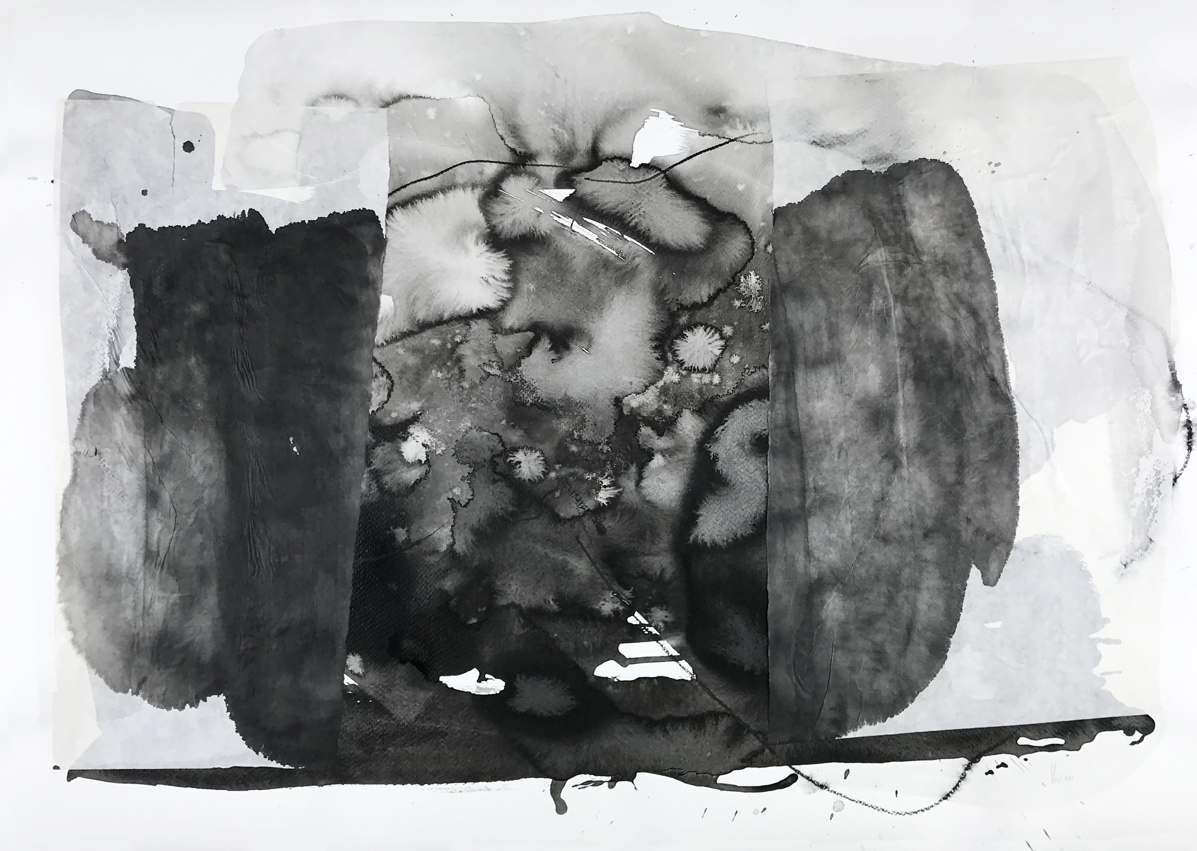 Inchiostro, acrilico e collage su carta