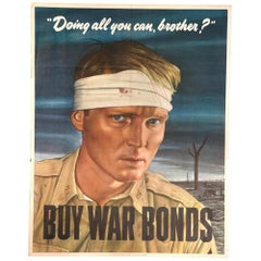 "Doing all you can, Brother? Buy War Bonds" Vintage WWII Poster, 1943