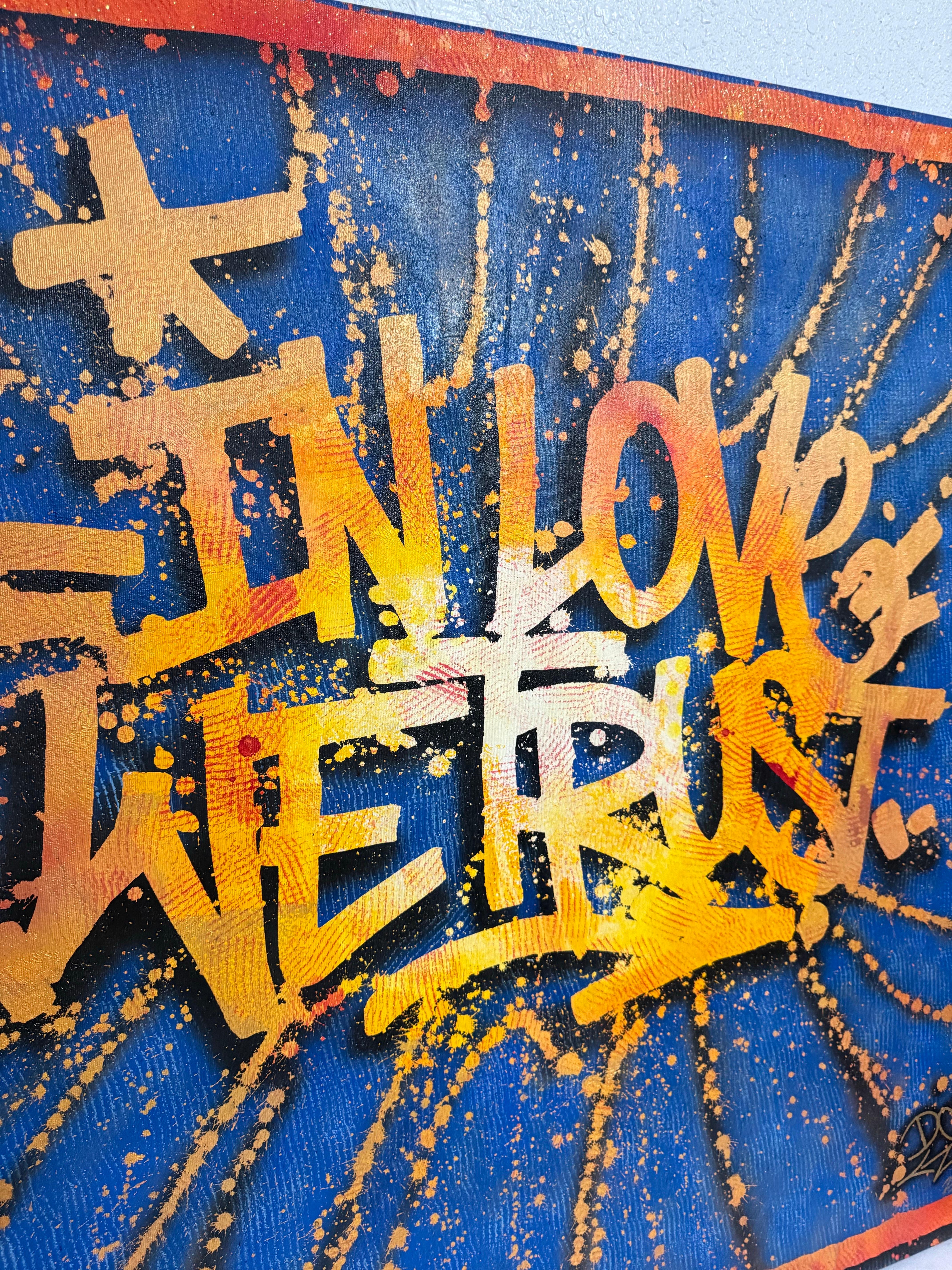 Large French Street Art Mixed Media Graffiti Painting DoK In Love We Trust For Sale 2