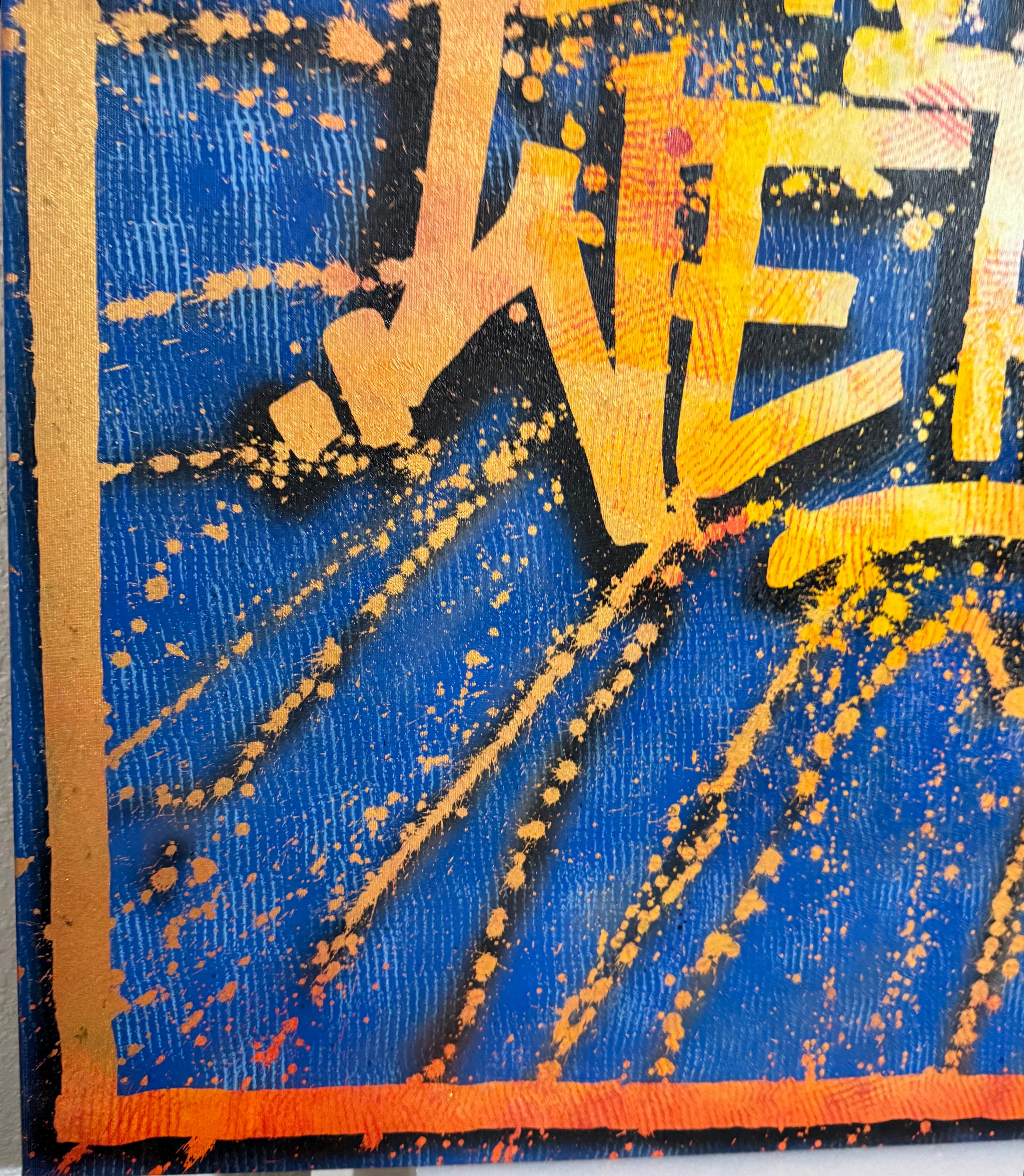 Large French Street Art Mixed Media Graffiti Painting DoK In Love We Trust For Sale 4
