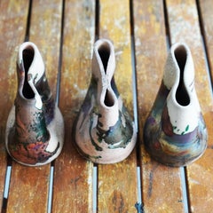 Dokutsu & Umi Raku Pottery Vase, Half Copper Matte, Handmade Ceramic Home Decor