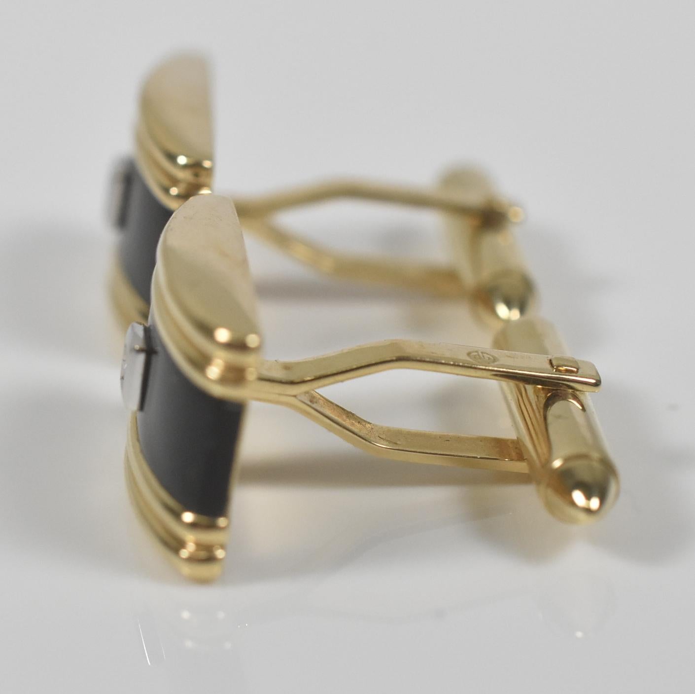 Gemelli da polso Dolan Bullock in oro 14k e onice In condizioni buone in vendita a Toledo, OH
