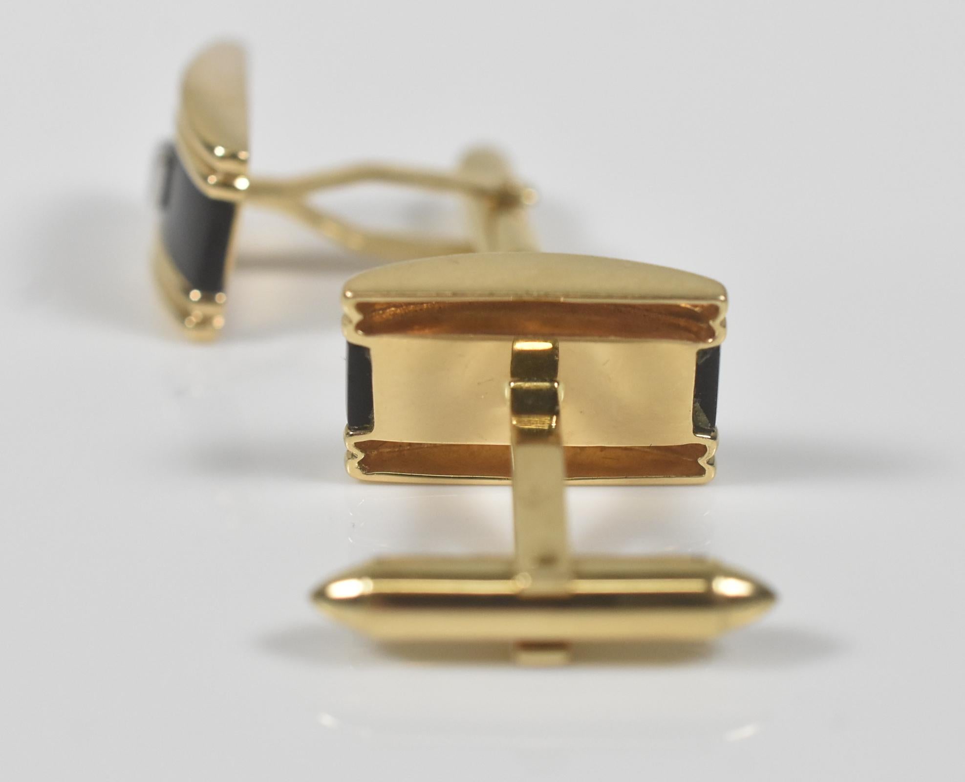 XX secolo Gemelli da polso Dolan Bullock in oro 14k e onice in vendita