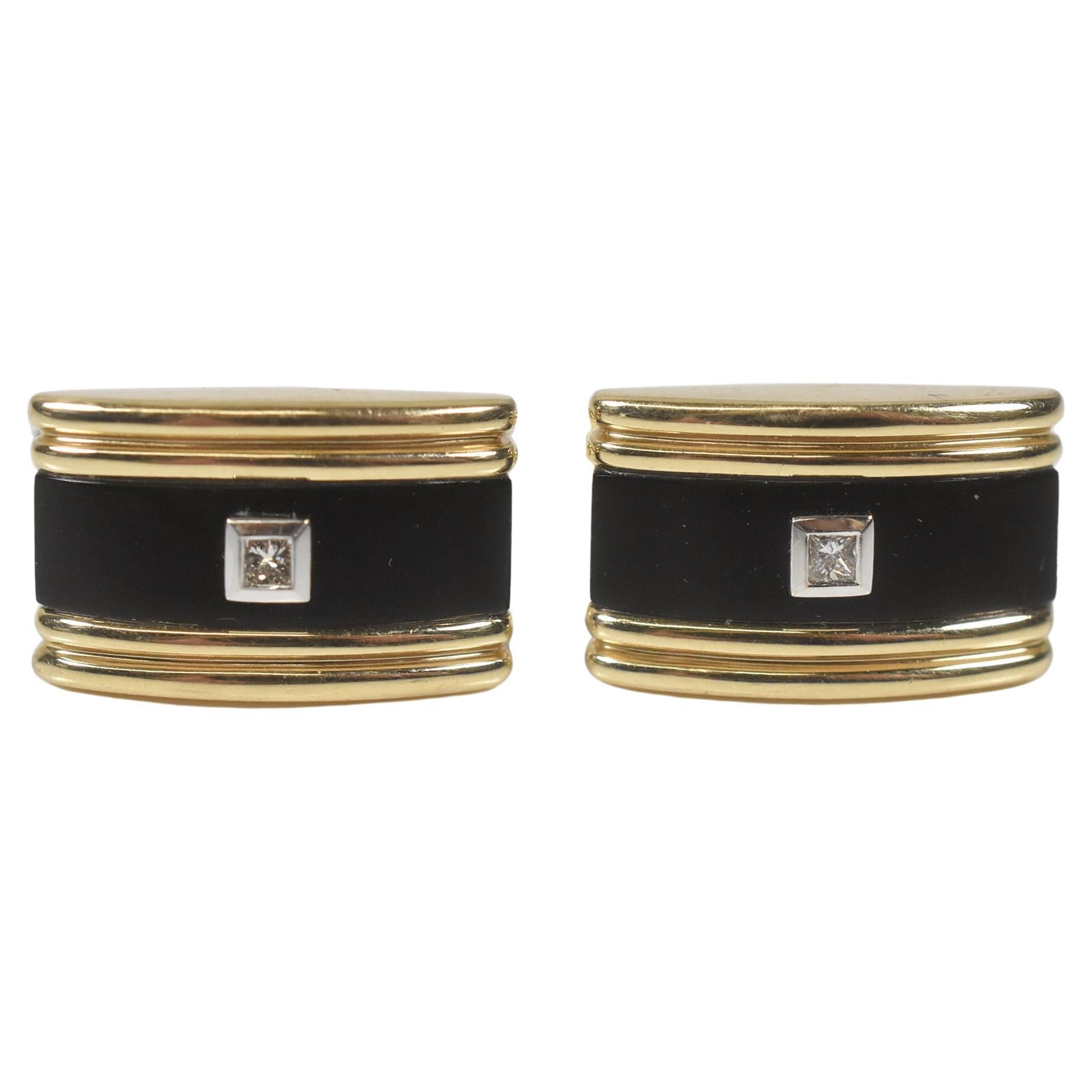 Gemelli da polso Dolan Bullock in oro 14k e onice in vendita