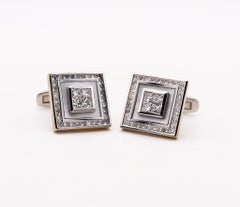 DOLAND & BULLOCK Pair Of Cufflinks In 18Kt White Gold With 2.86 Ctw in Diamonds