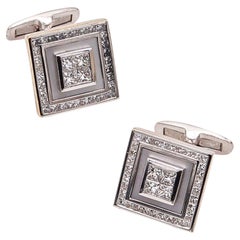 DOLAND & BULLOCK Pair Of Cufflinks In 18Kt White Gold With 2.86 Ctw in Diamonds