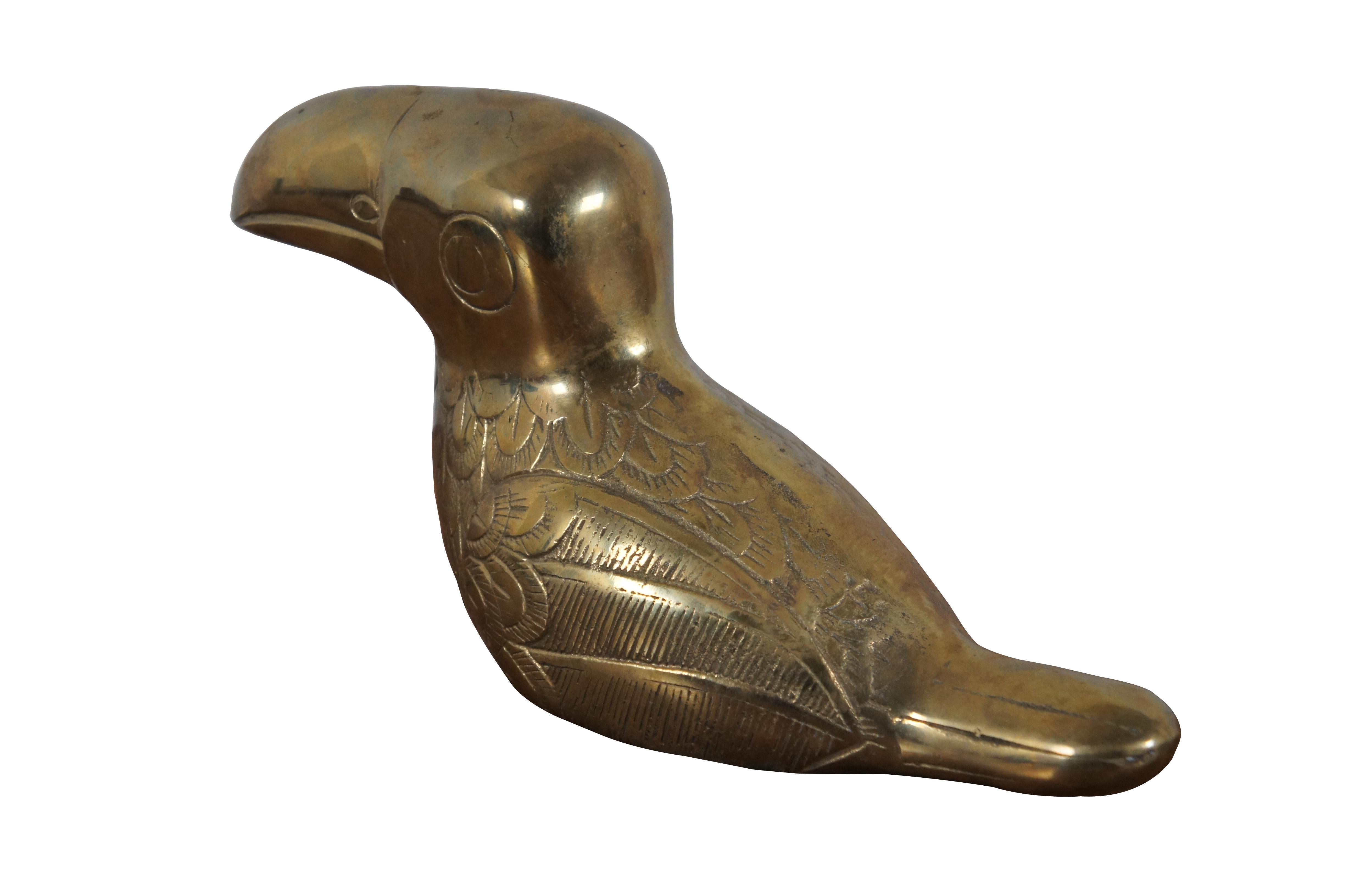 Mid-Century Modern Dolbi Cashier Castilian Imports Brass Copper Toucan Bird Figurine Sculpture 11