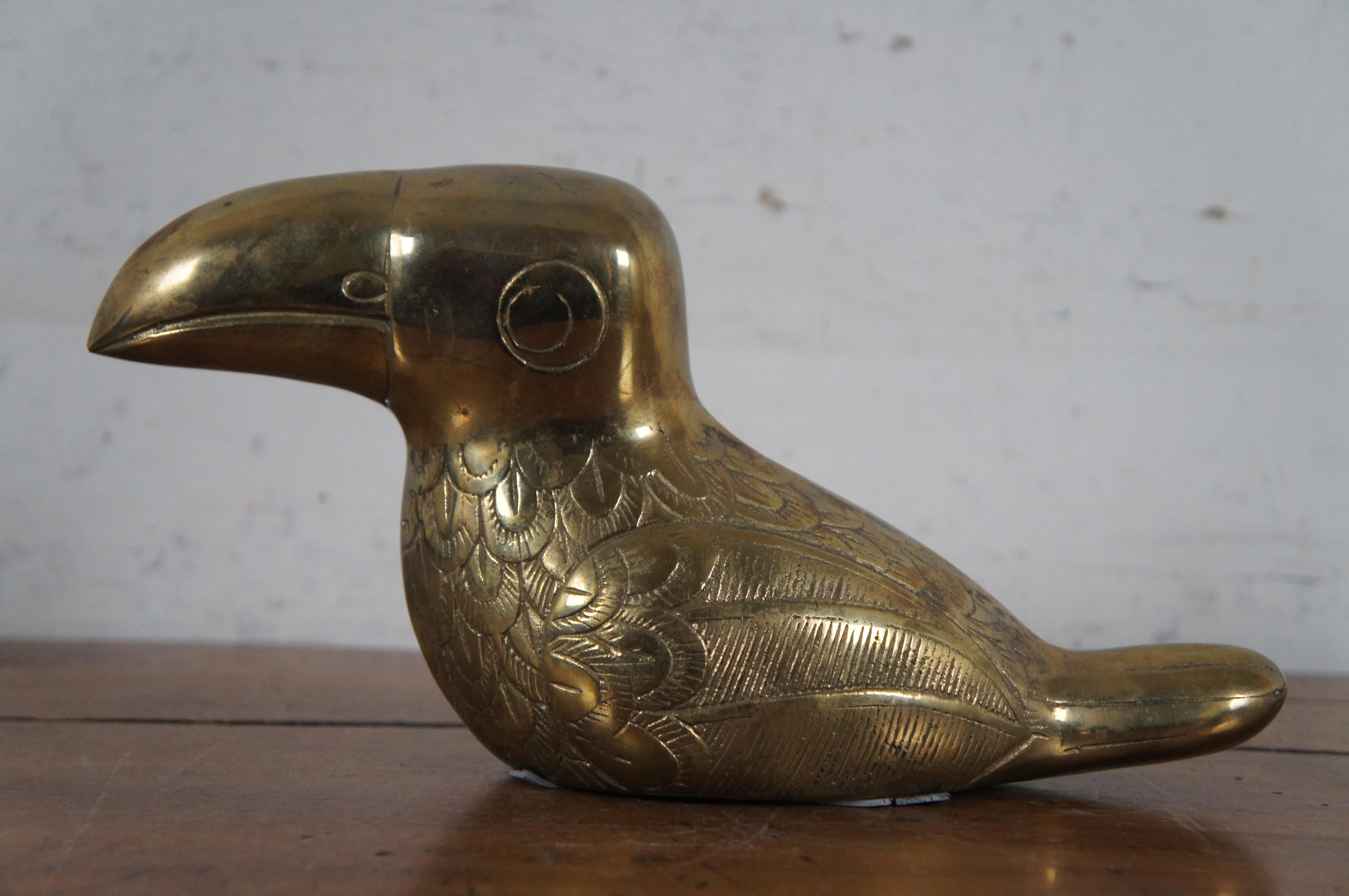 20th Century Dolbi Cashier Castilian Imports Brass Copper Toucan Bird Figurine Sculpture 11