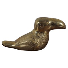Antique Dolbi Cashier Castilian Imports Brass Copper Toucan Bird Figurine Sculpture 11"