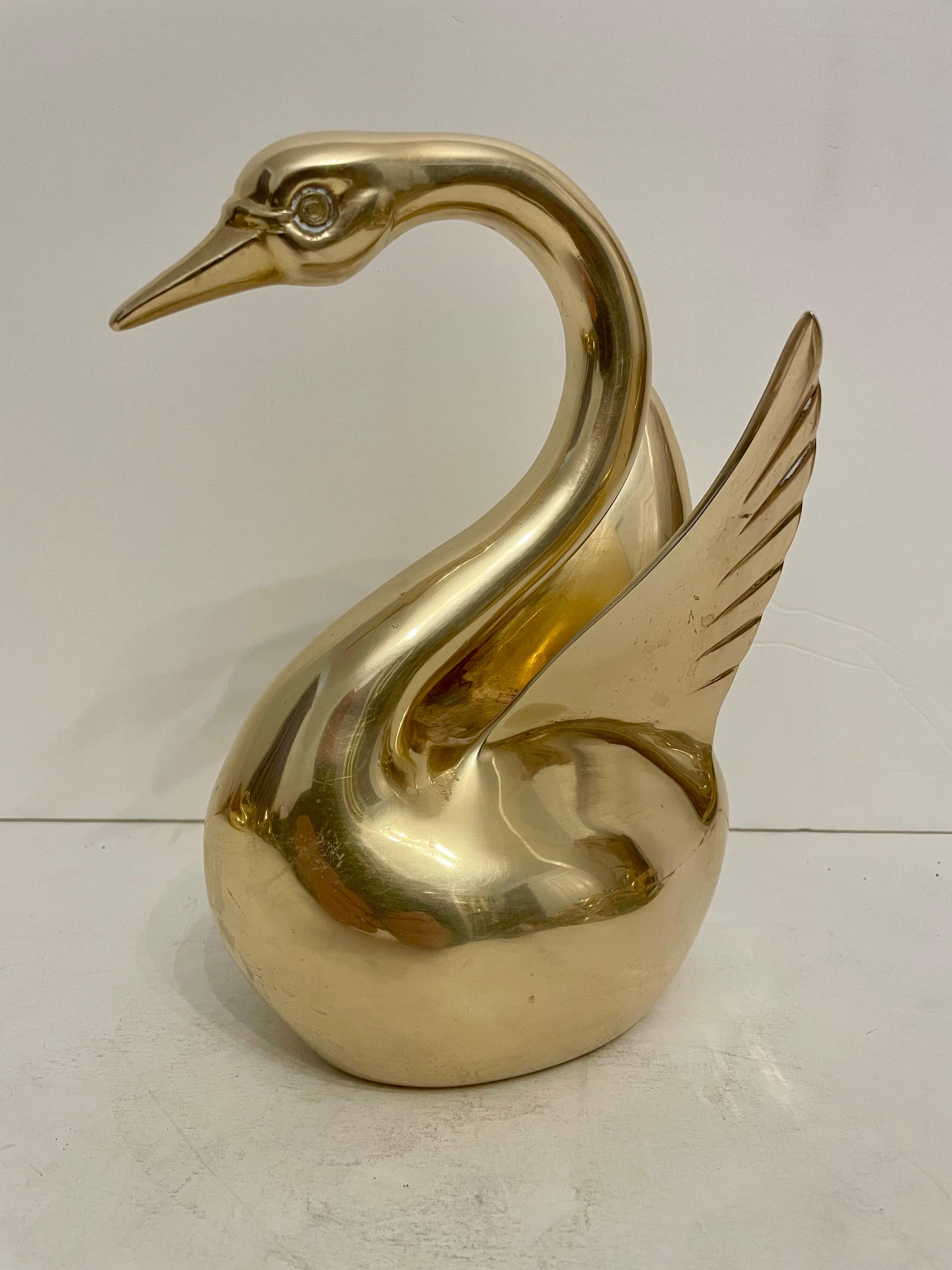 Dolbi Cashier Large Brass Swan Sculpture For Sale 1