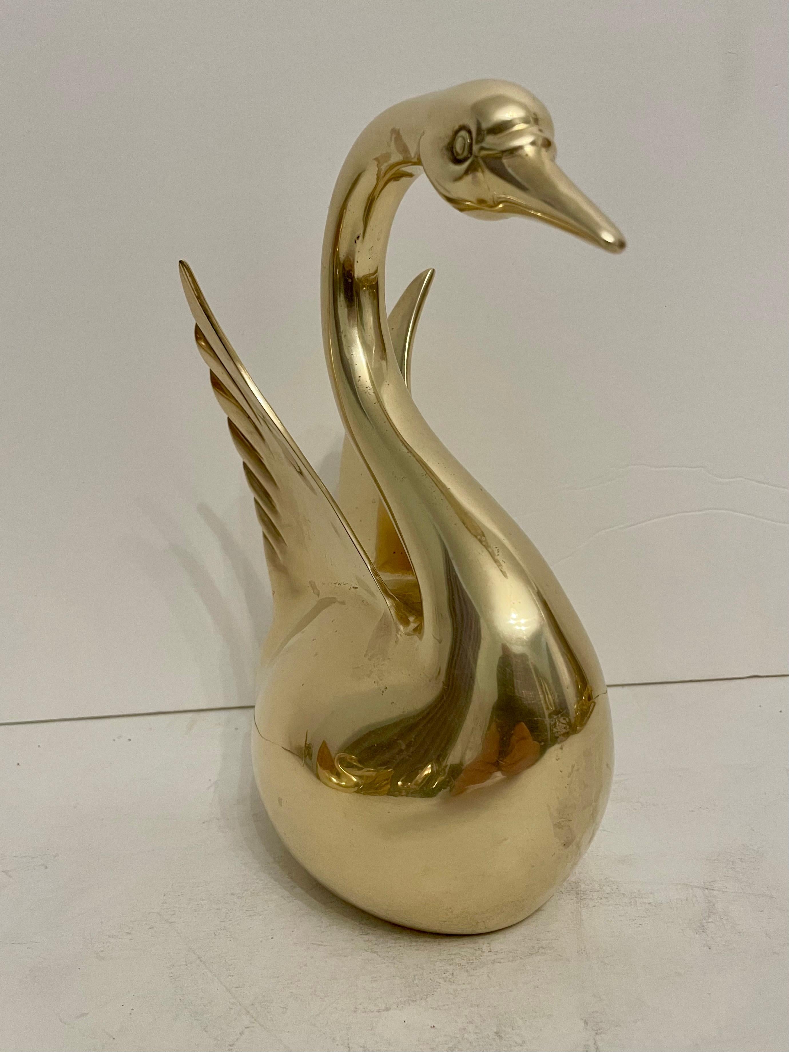 Dolbi Cashier Large Brass Swan Sculpture For Sale 2