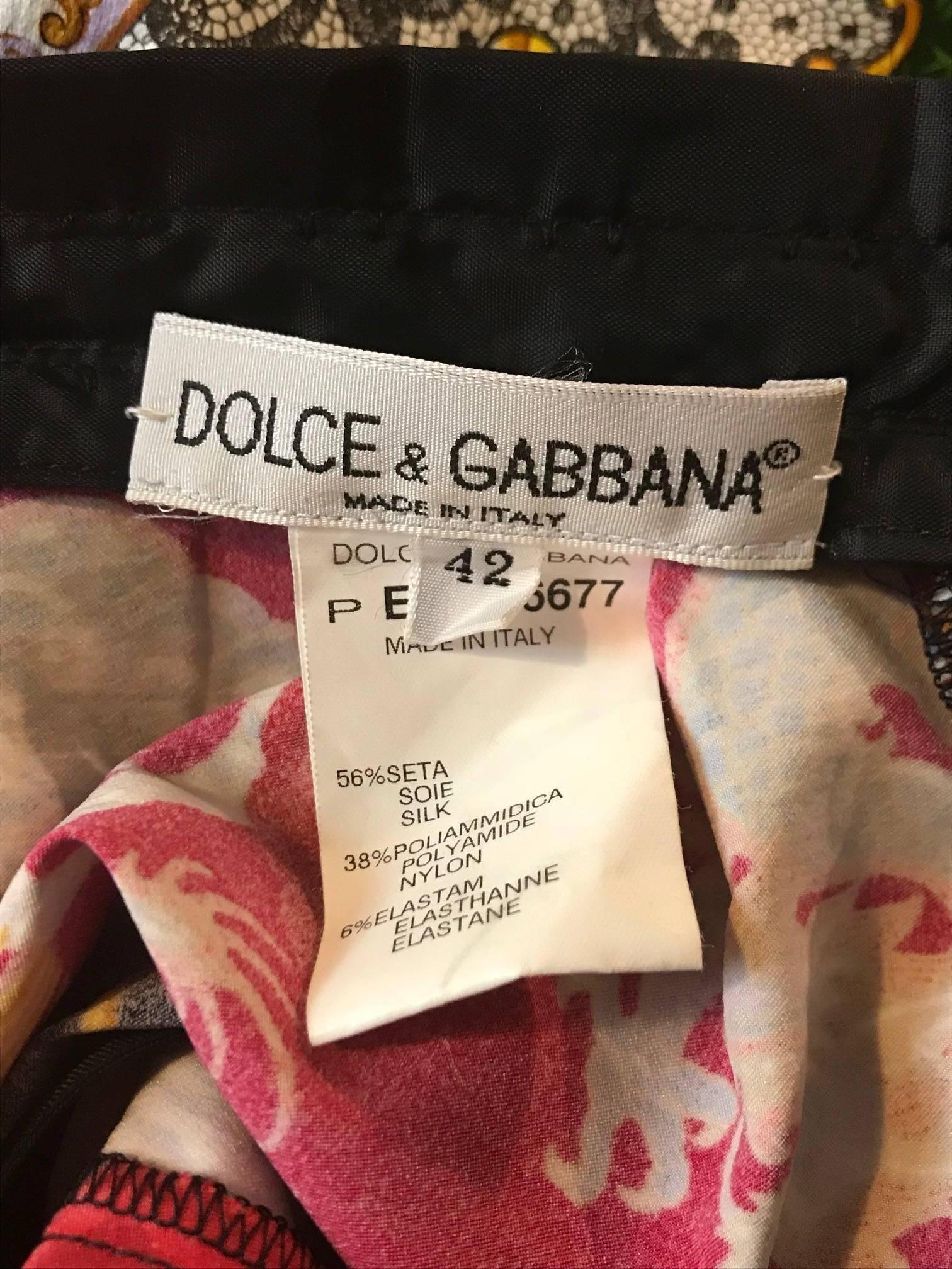Dolce & Gabbana Museum Piece Asian Inspired Dragon Fan Print Dress, 1990s In Excellent Condition In San Francisco, CA