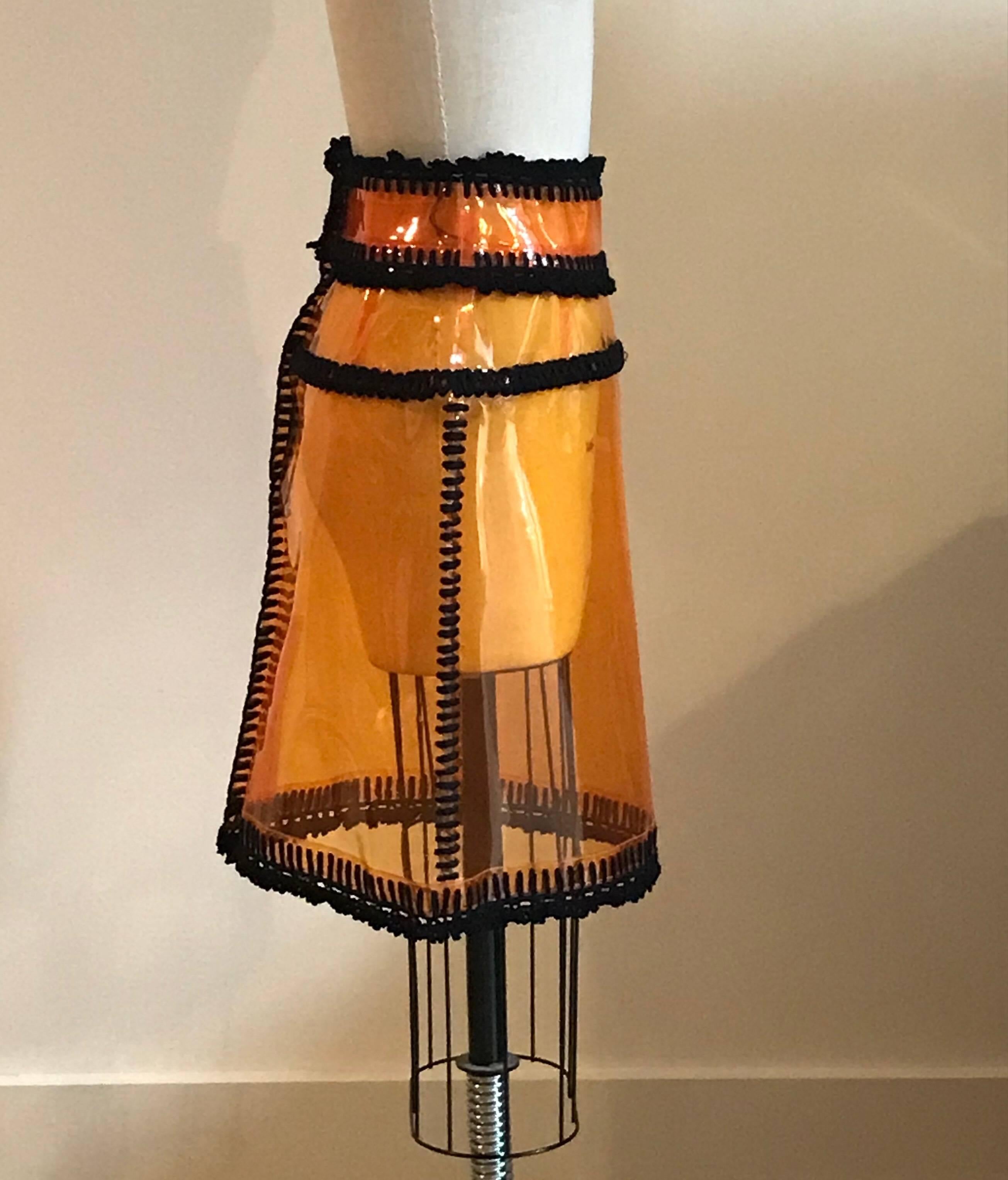 Women's Dolce & Gabbana 2012 Runway Orange Clear PVC Skirt with Black Trim