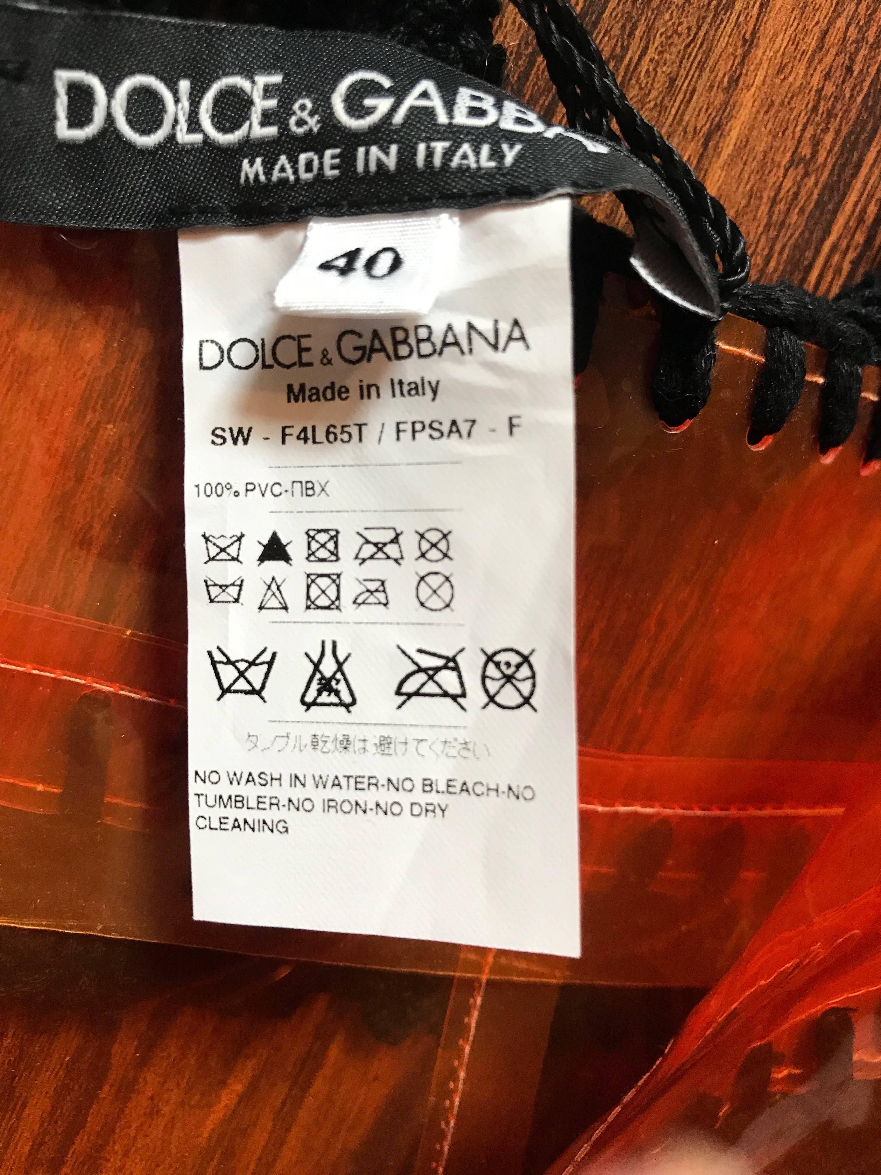 Dolce & Gabbana 2012 Runway Orange Clear PVC Skirt with Black Trim 3