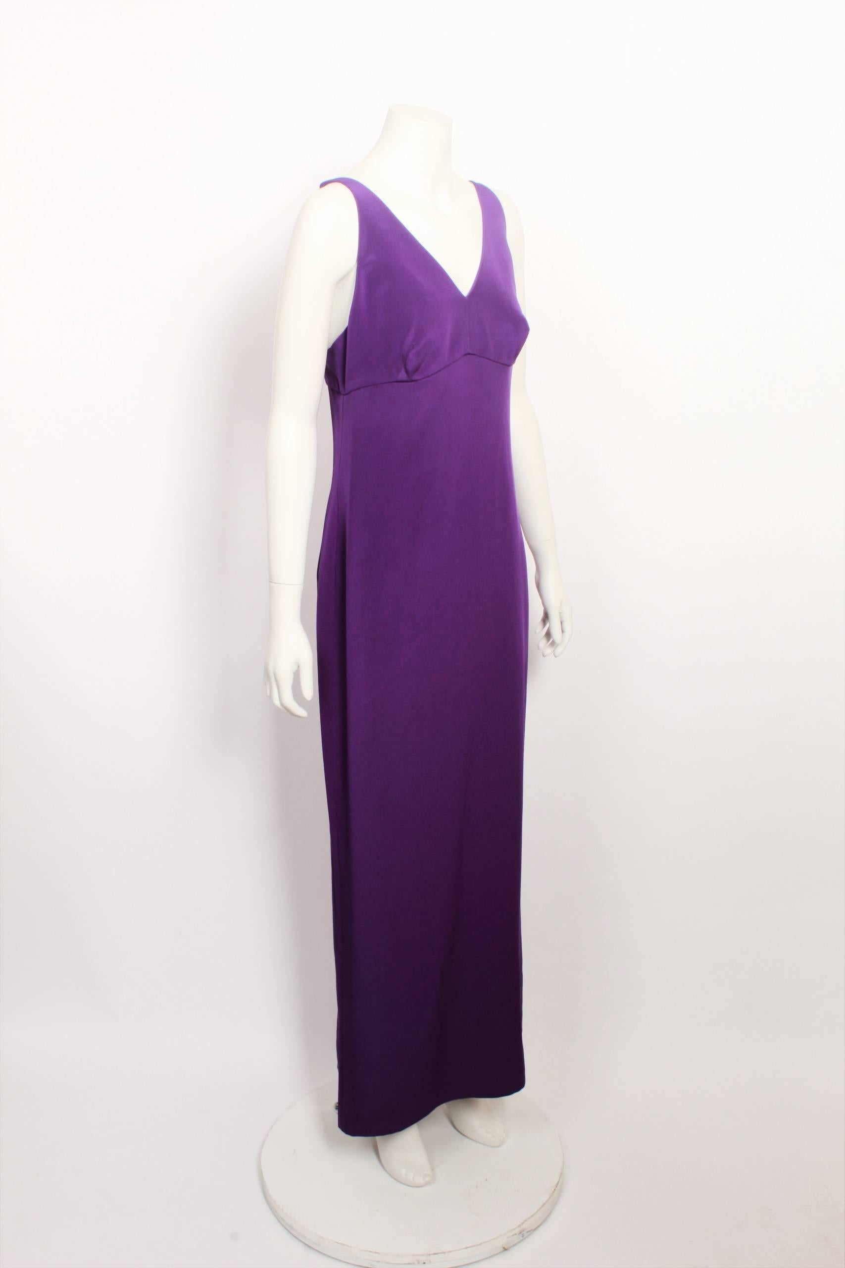 Classic Dolce & Gabbana amethyst purple  100% silk slip dress with adjustable black underwear style straps. Back invisible zip closure and hook and eye fastening. 43cm back hem split. Unlined.
Made in Italy. Size 44 .
