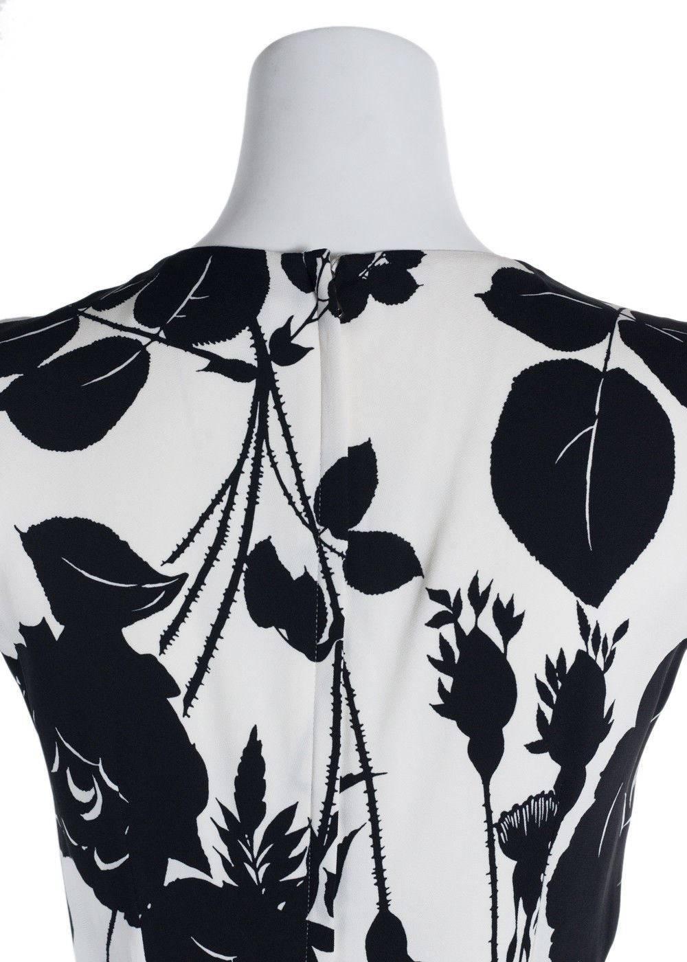 Women's Dolce & Gabbana Black and White Floral Embroidered Sleeveless Dress