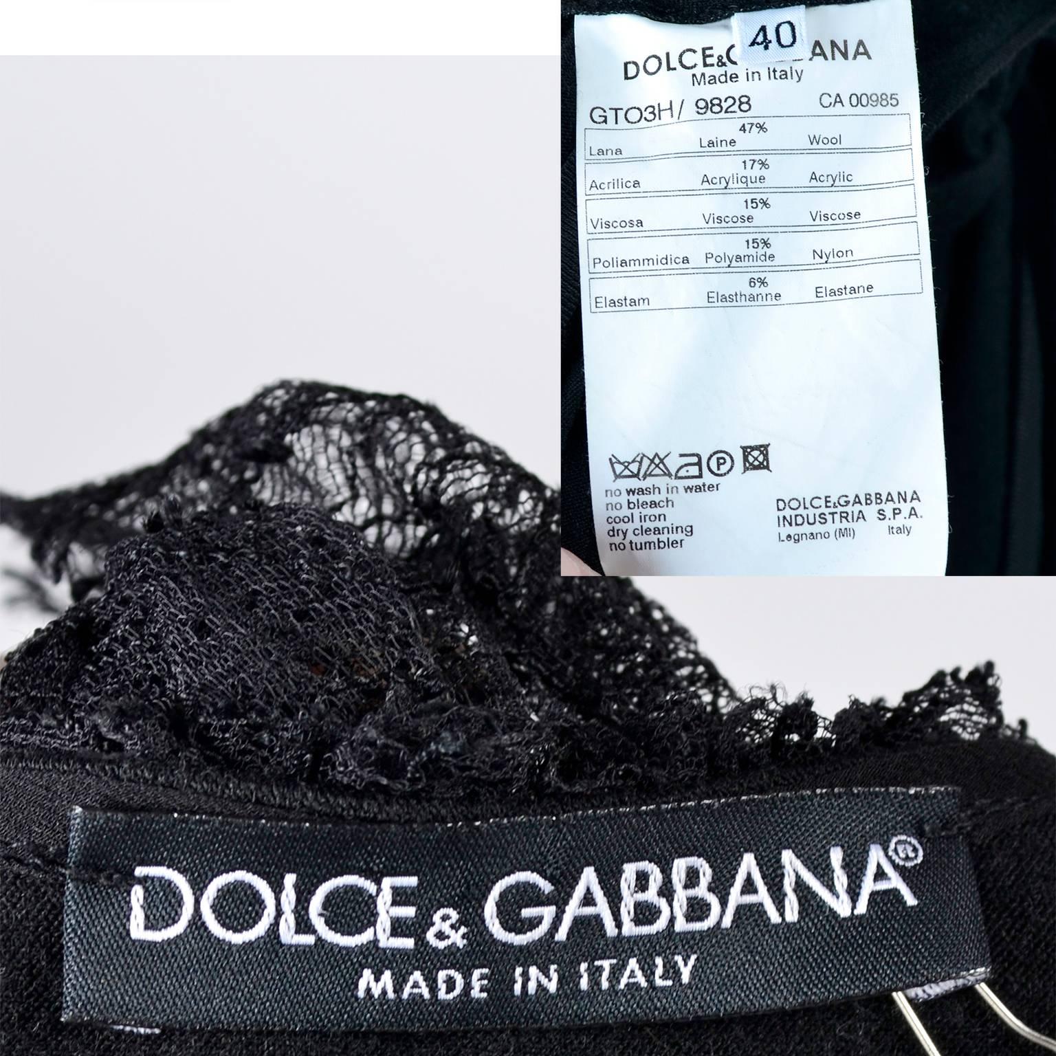 Dolce & Gabbana Black Lace 2 pc Dress With Corset Style Top and Lace Skirt For Sale 2