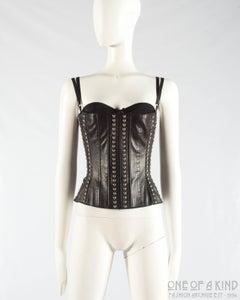 Dolce & Gabbana black leather corset with silver studs, ss 2000