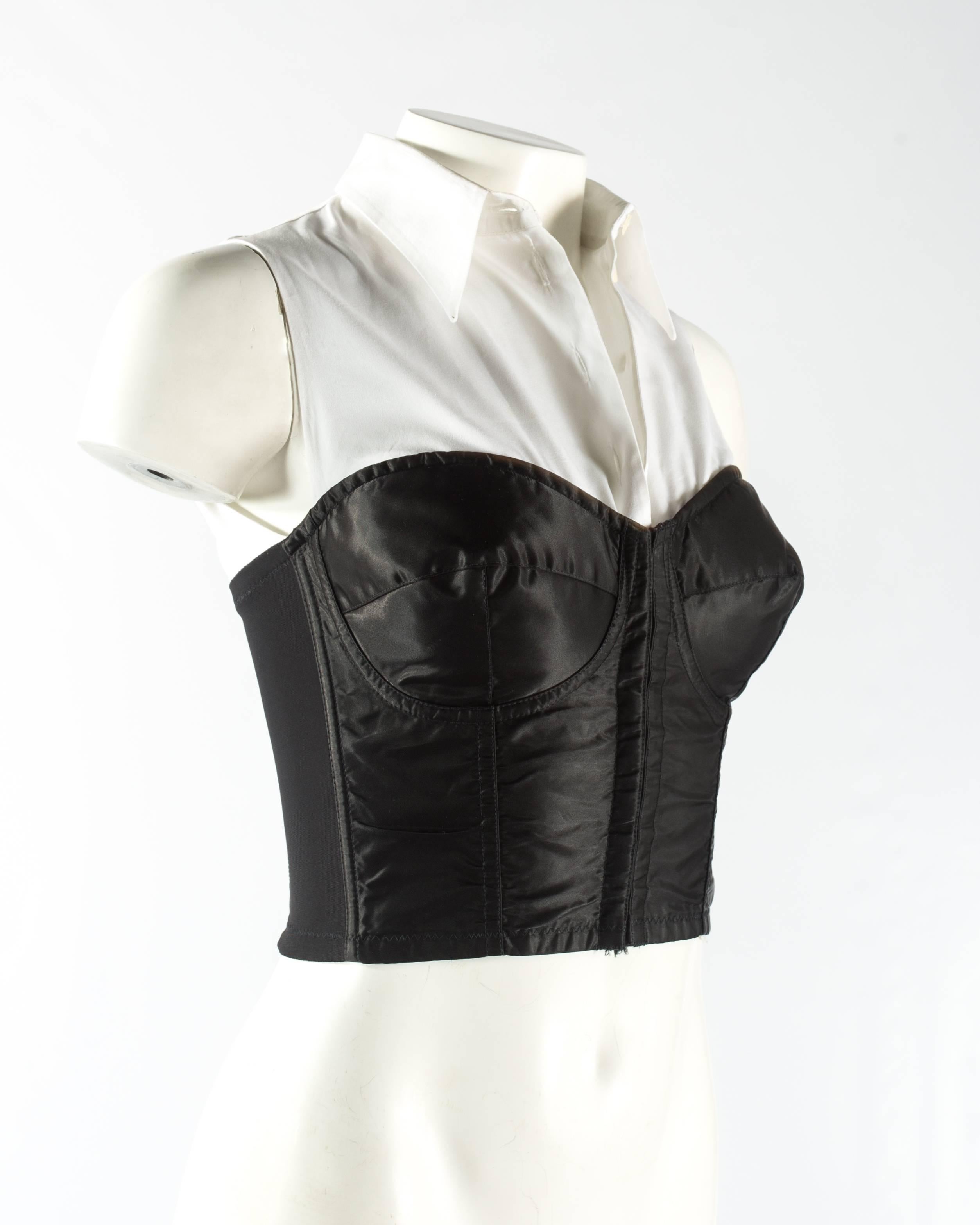 black corset with white shirt