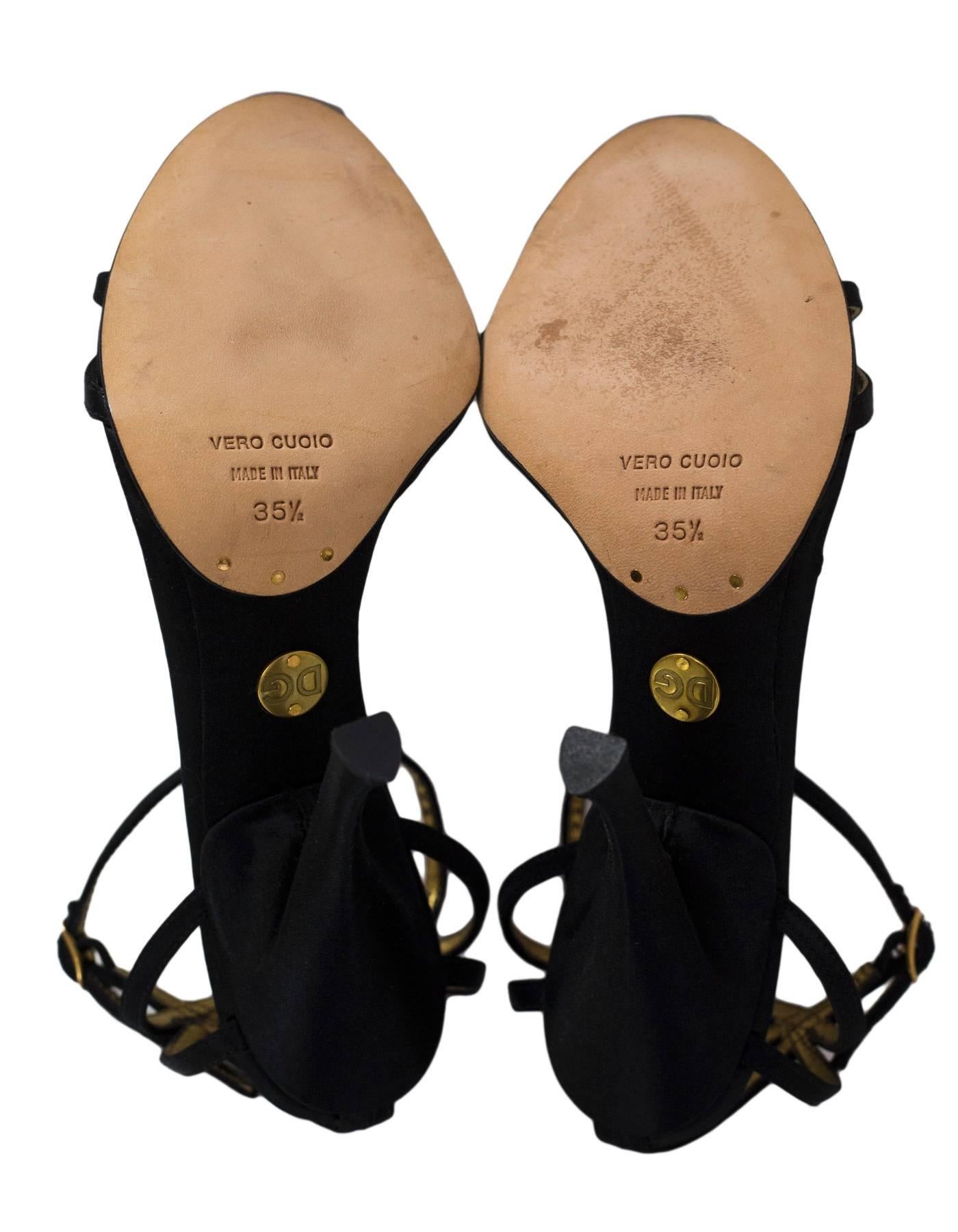 Dolce & Gabbana Black Satin Cameo Sandals Sz 35.5 1