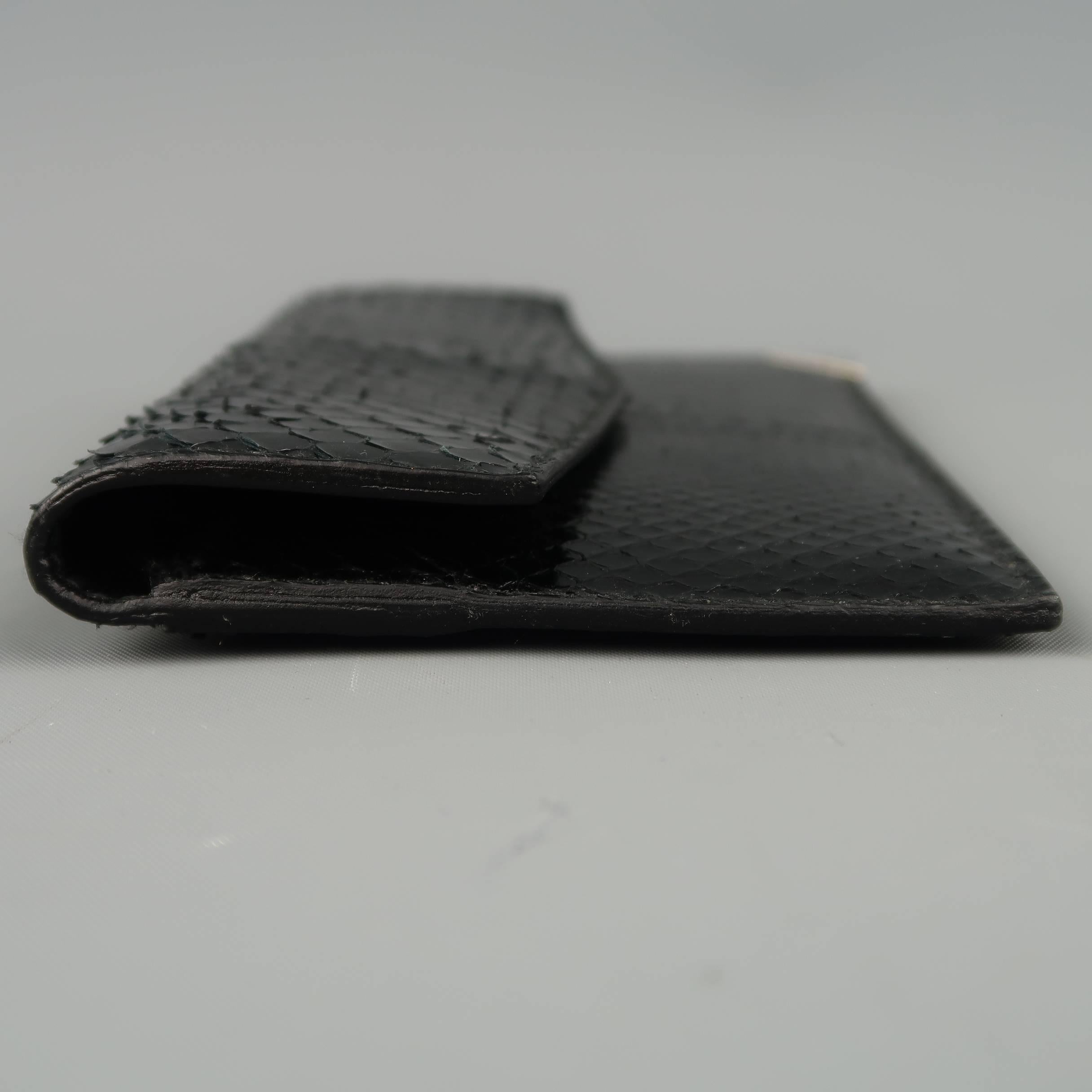 DOLCE & GABBANA Black Snake Skin Leather Card Holder Wallet In New Condition In San Francisco, CA