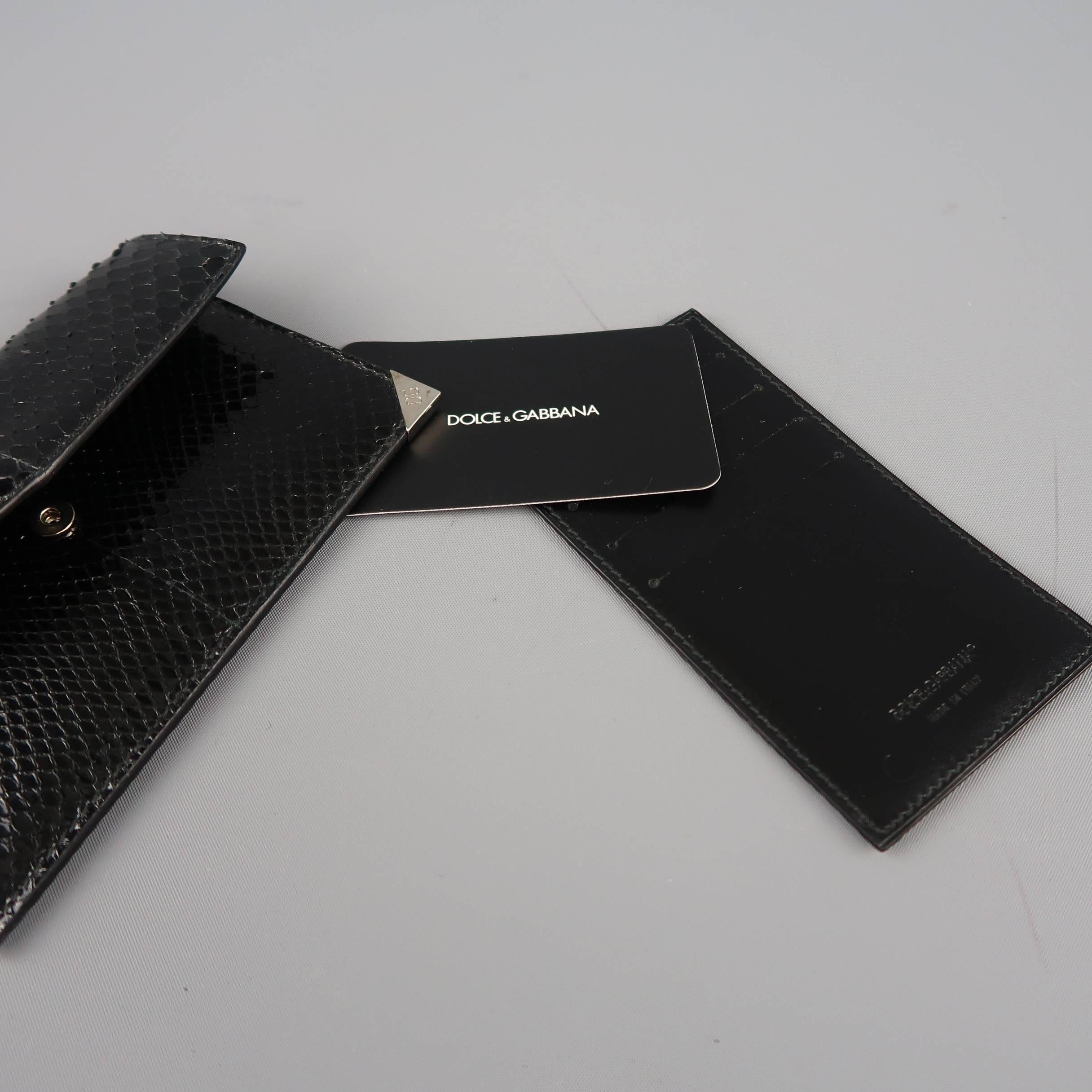 DOLCE & GABBANA Black Snake Skin Leather Card Holder Wallet 2