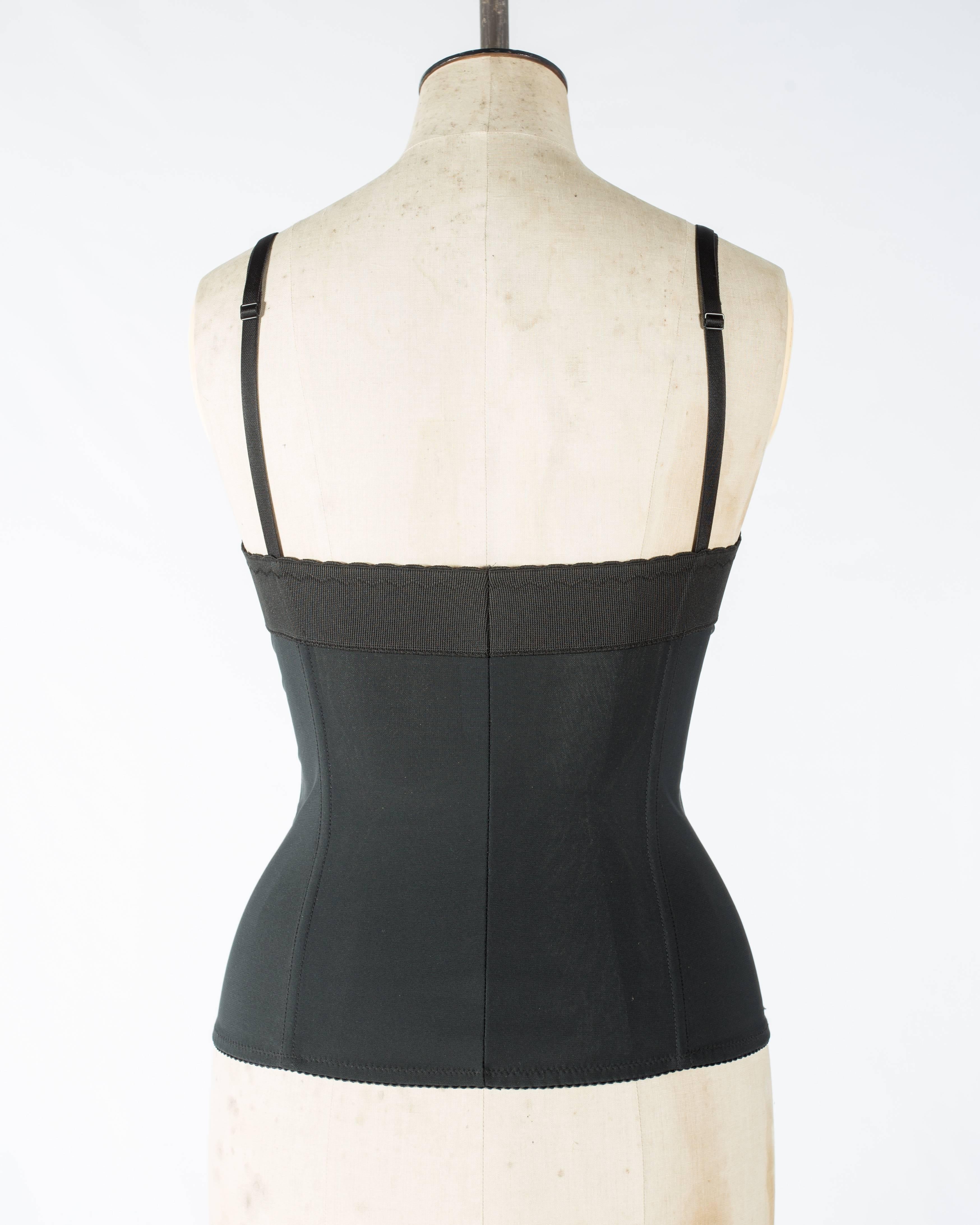 Dolce & Gabbana black spandex and satin corset, S/S 2003 In Excellent Condition In London, GB