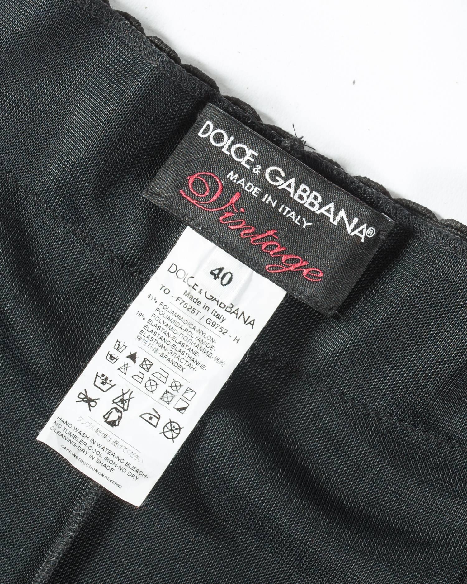 Women's Dolce & Gabbana black spandex and satin corset, S/S 2003