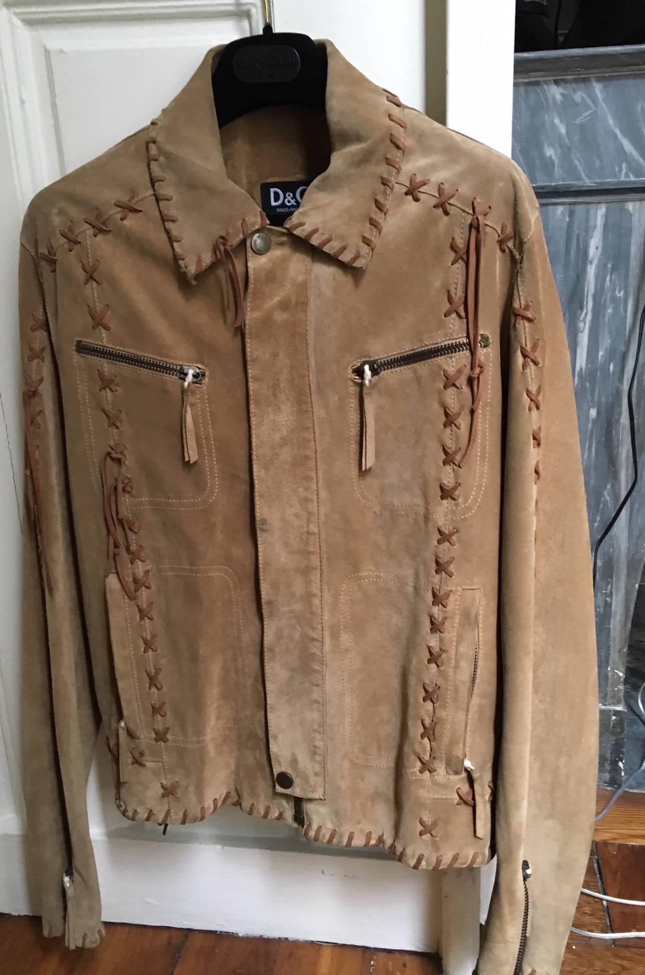 Dolce & Gabbana Buffalo Tribe calf suede leather jacket  1