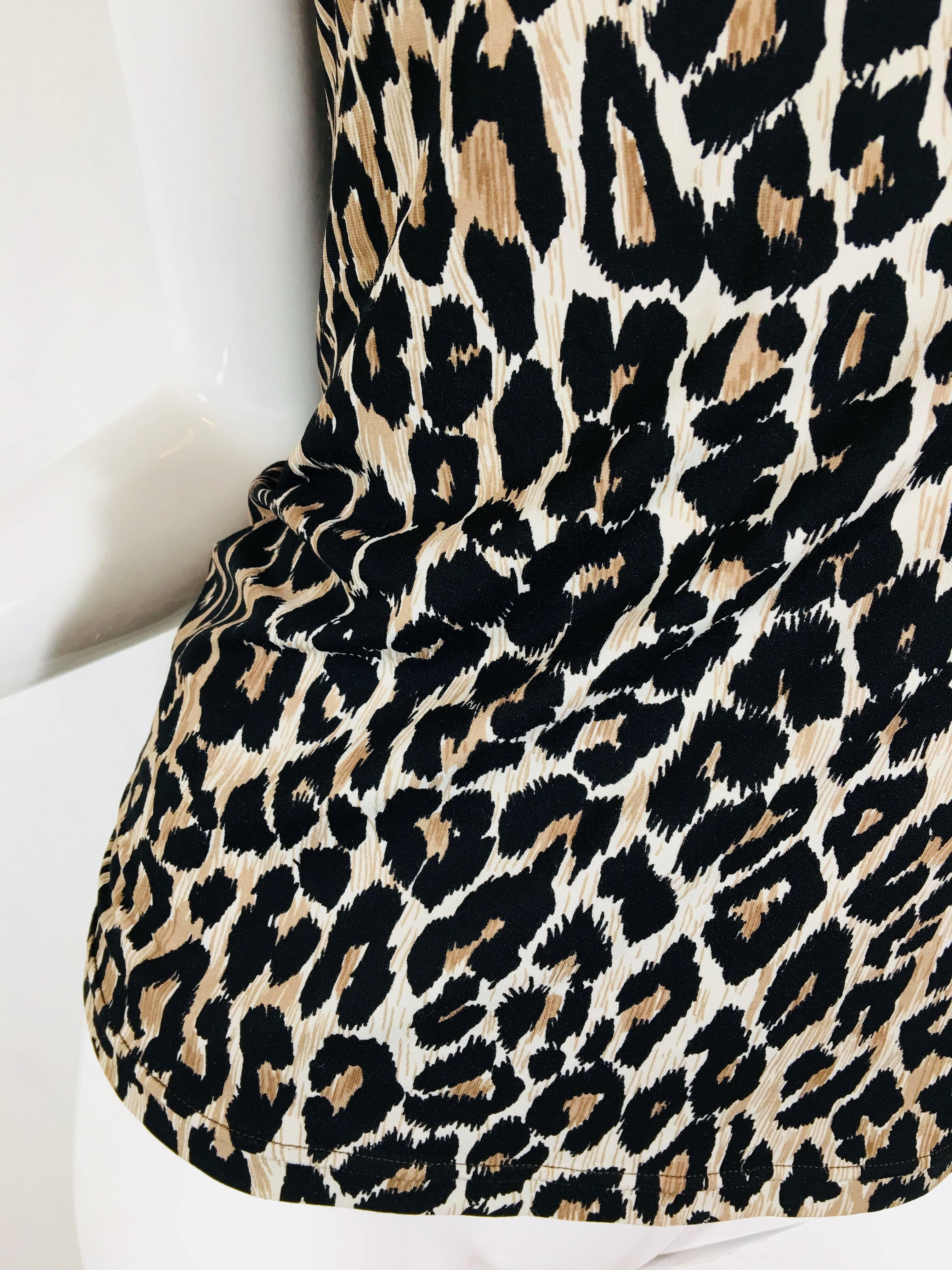 Dolce & Gabbana Cheetah Print Short Sleeve Top with Scoop Neckline
