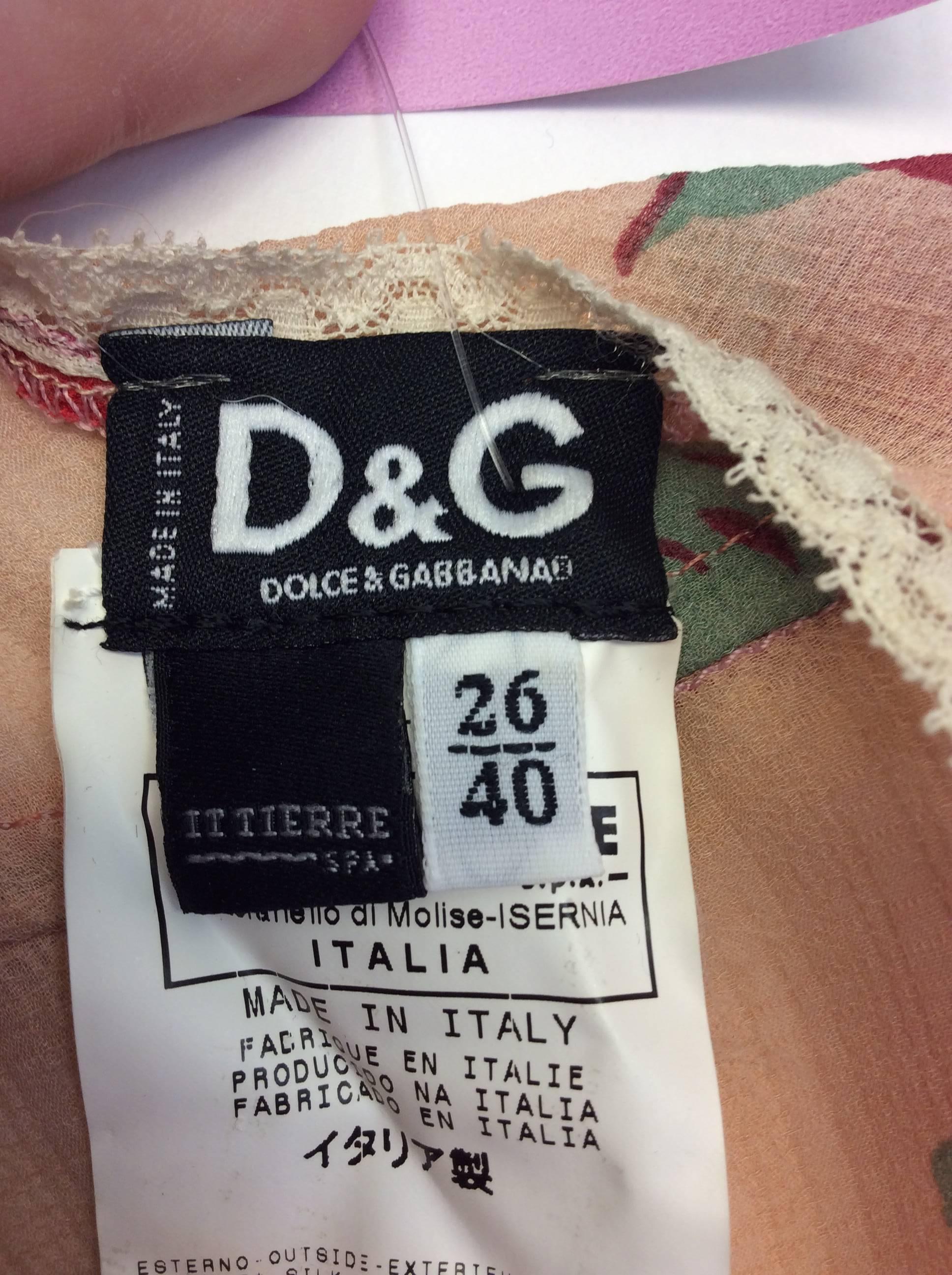 Dolce & Gabbana Cherry Print Silk Blouse For Sale 2