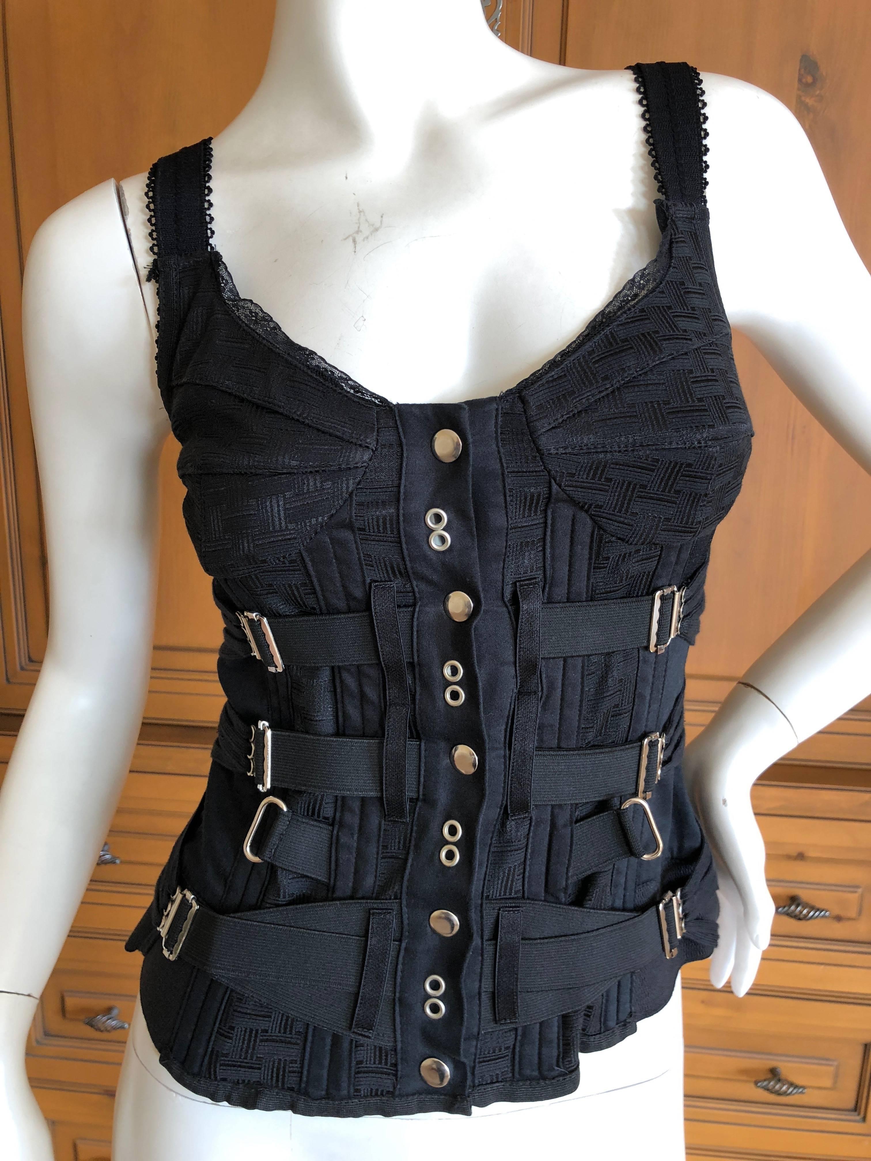 black bustier top with straps