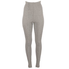 Dolce & Gabbana grey wool ribbed knit high waisted leggings 