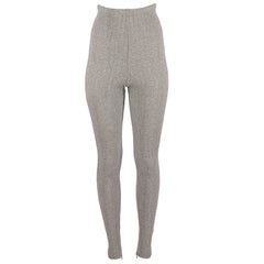 Vintage Dolce & Gabbana grey wool ribbed knit high waisted leggings 