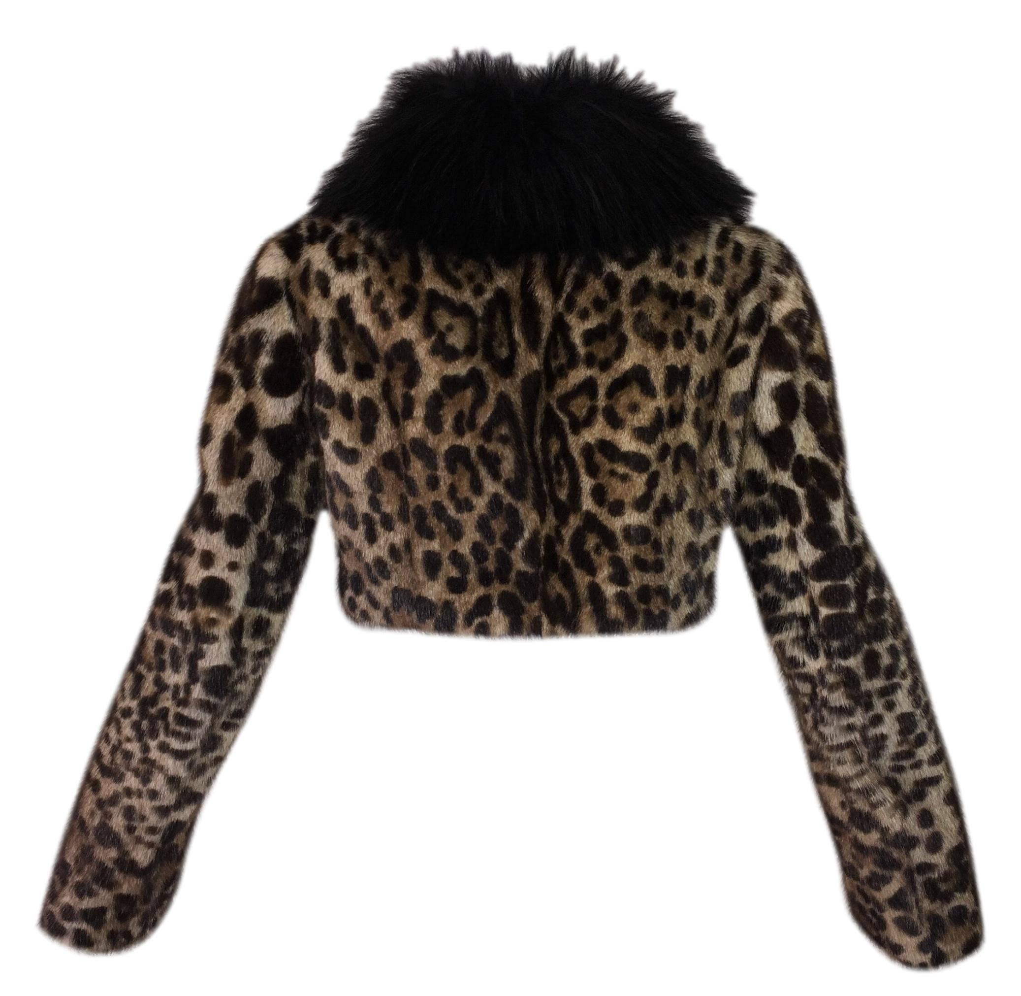 DESIGNER: Dolce & Gabbana Circa 2007

Please contact for more information and/or photos.

CONDITION: Pristine! Appears unworn!

FABRIC: Marmot fur with leopard print trimmed in fox fur.

COUNTRY MADE: Italy

SIZE: 42

MEASUREMENTS; provided as a