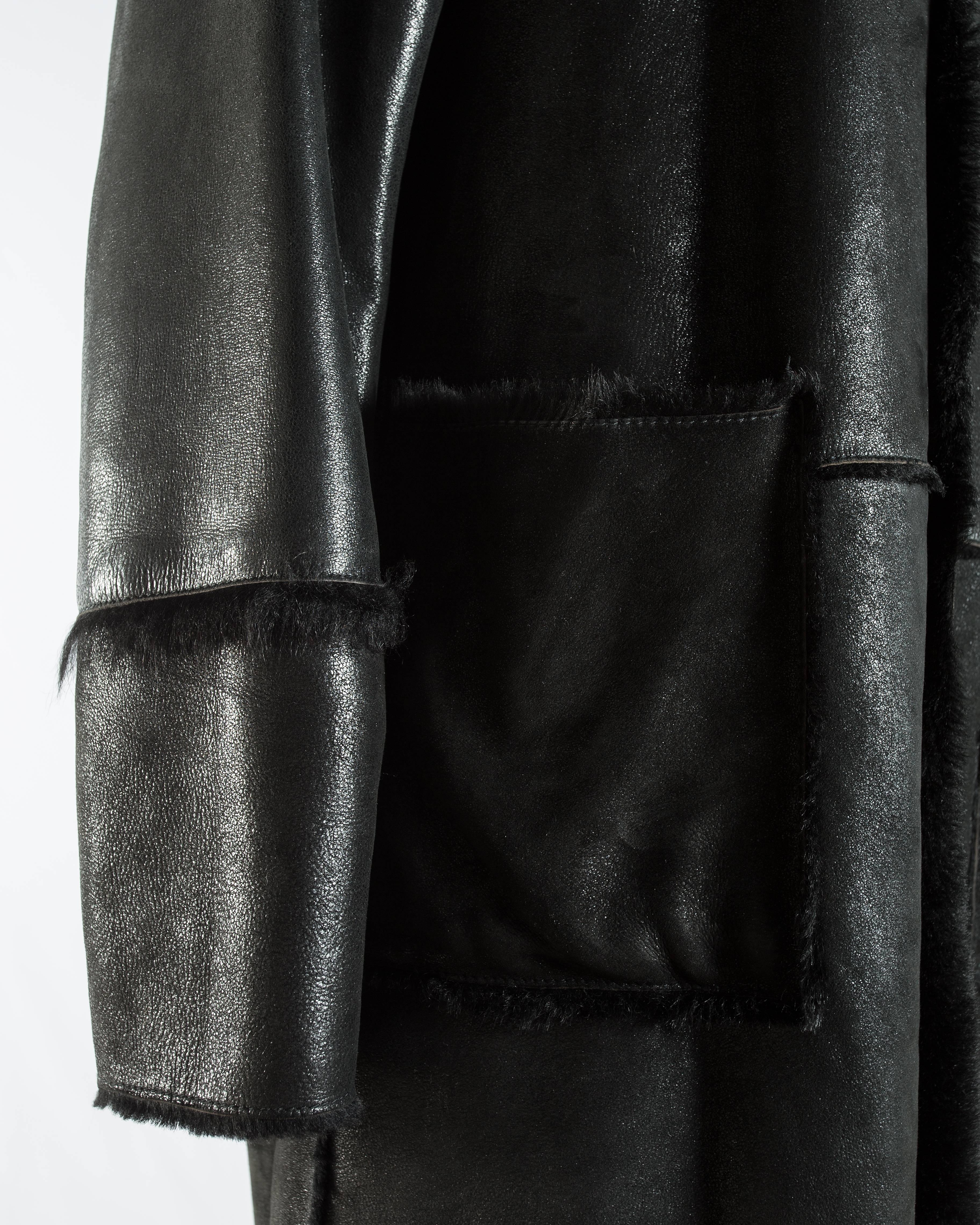 Men's Dolce & Gabbana men's black leather and fur reversible coat, A/W 1998